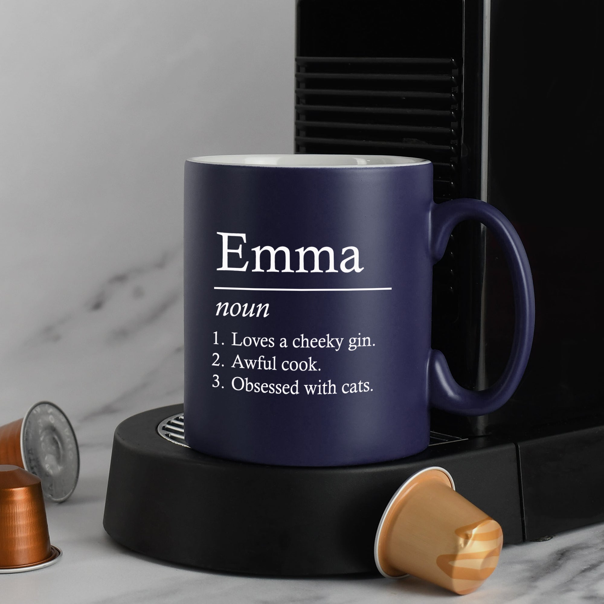 Personalised Name Definition Mug – Custom Meaning Gift - Dark Blue - Mugs