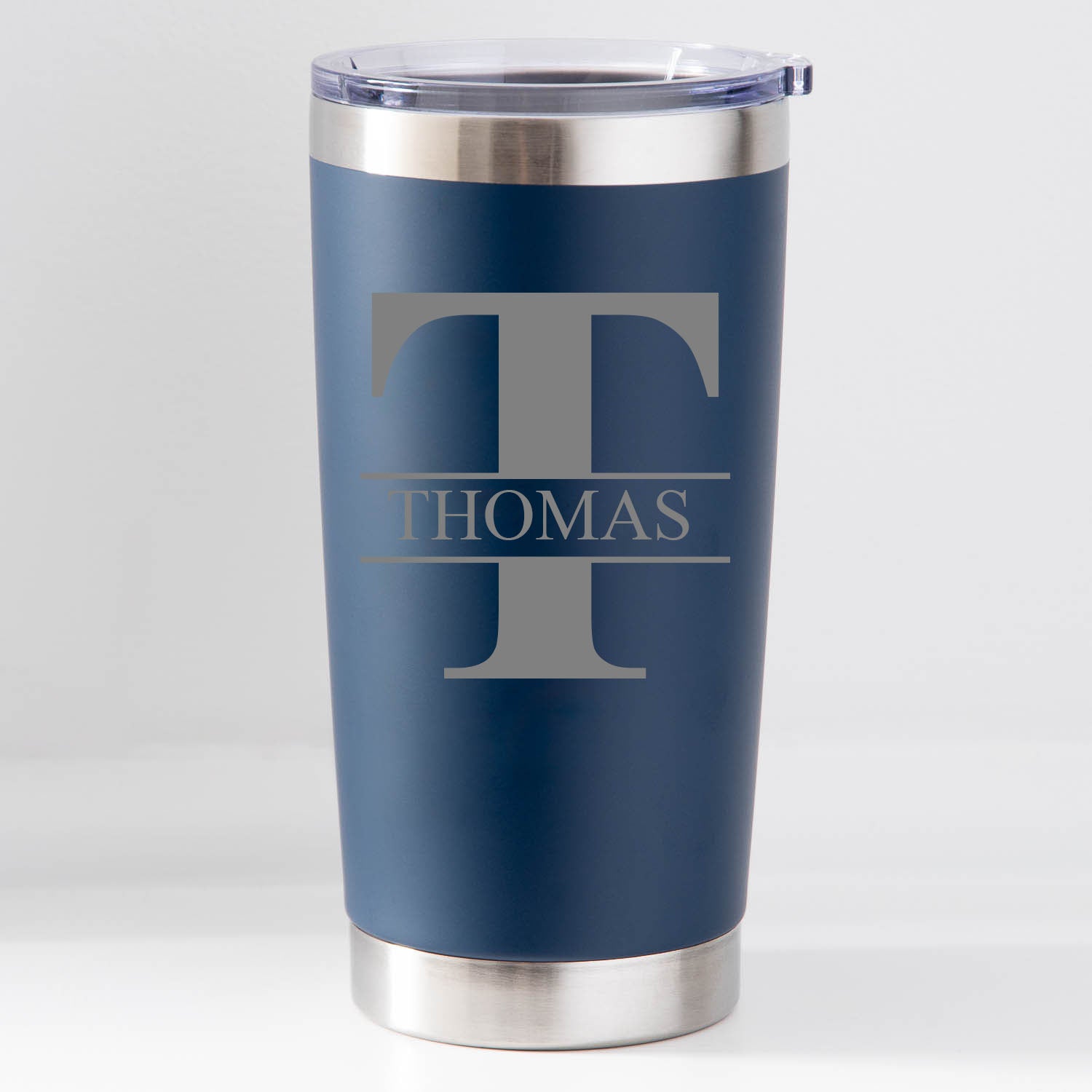 Personalised Initial & Name Insulated Travel Cup | Engraved - Dark Blue - Thermos Water Bottles