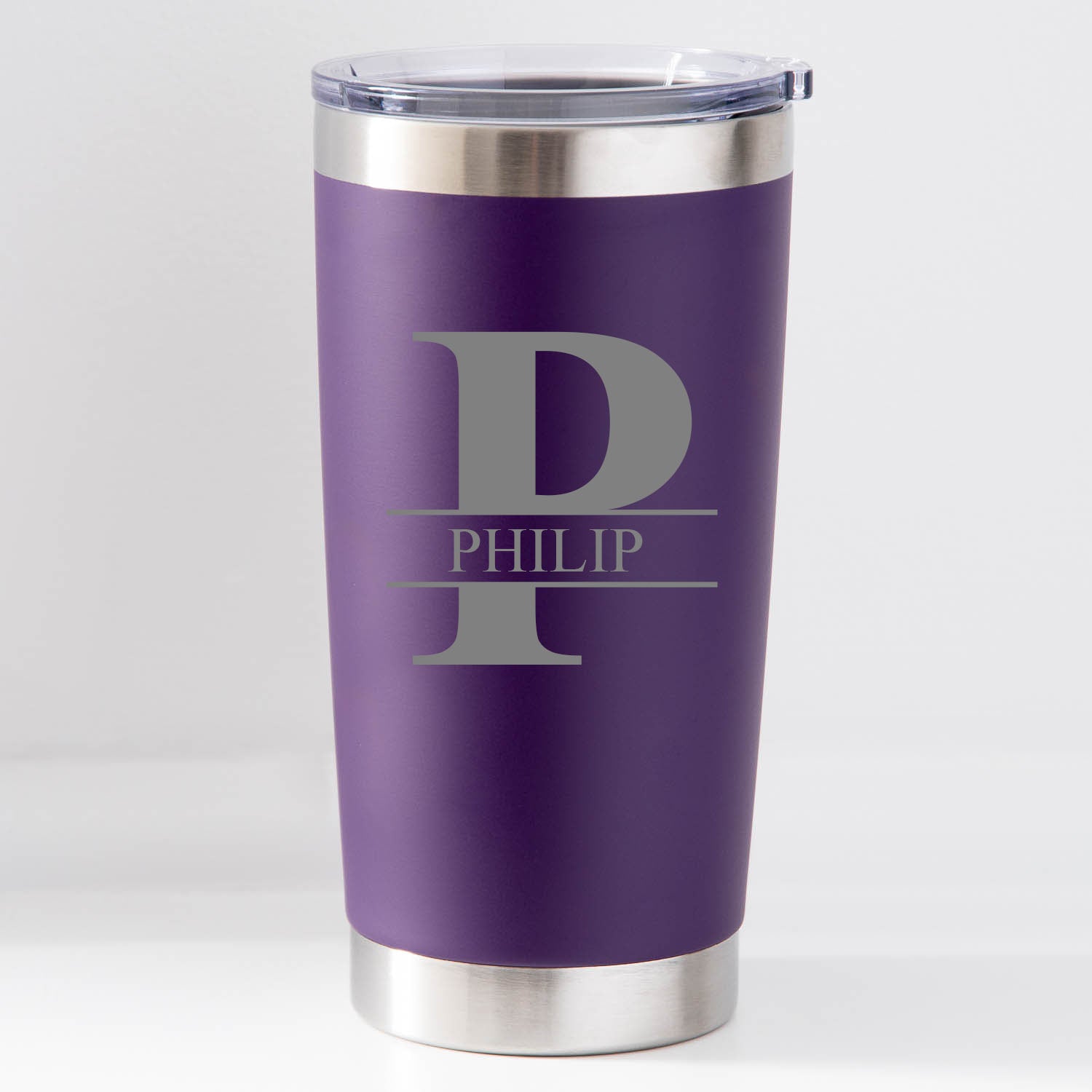 Personalised Initial & Name Insulated Travel Cup | Engraved - Purple - Thermos Water Bottles