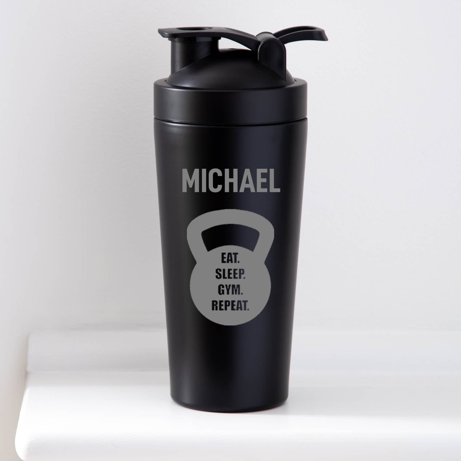 Personalised Kettle Bell Protein Shaker Bottle - Black - Protein Shaker Bottles