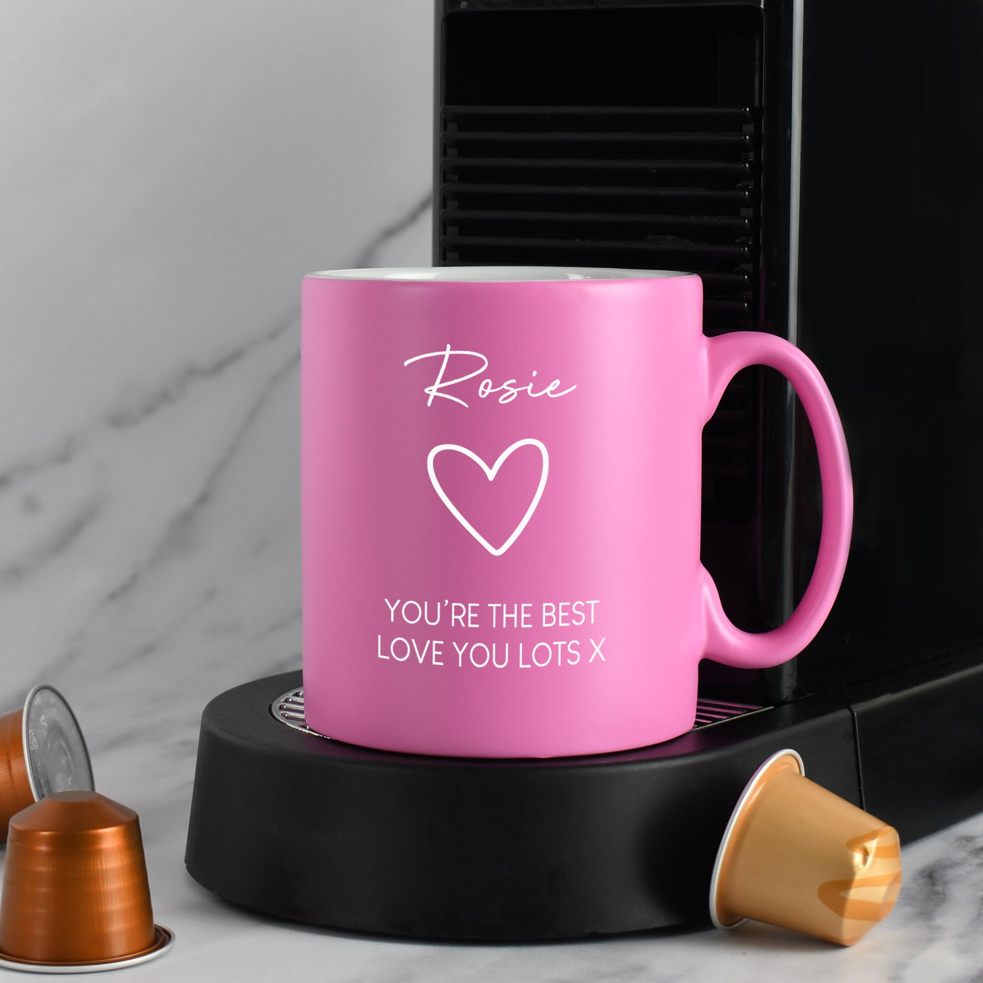 Personalised Heart Name & Message Mug - Pink - Mugs