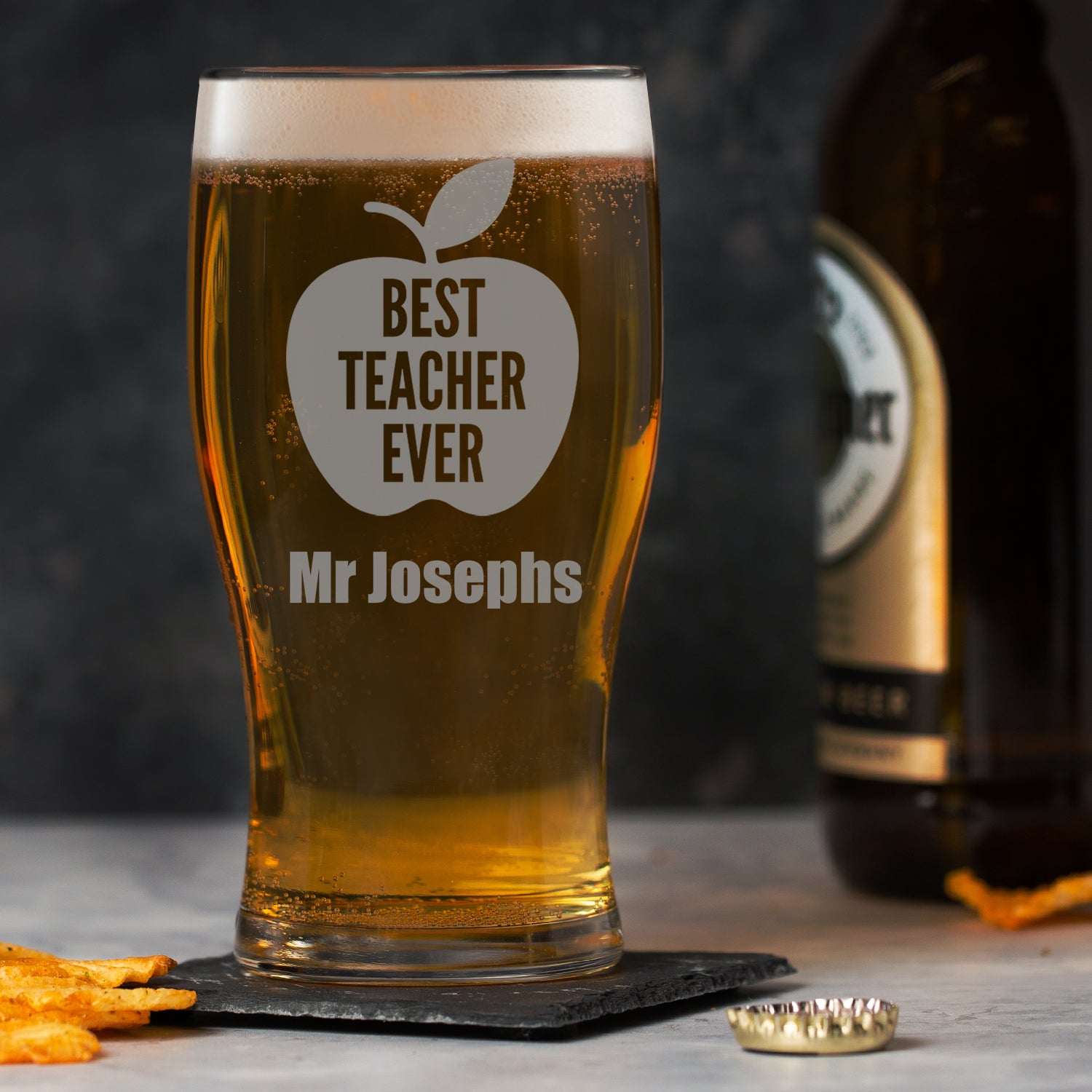 Personalised Best Teacher Ever Tulip Pint Glass - Beer Glasses