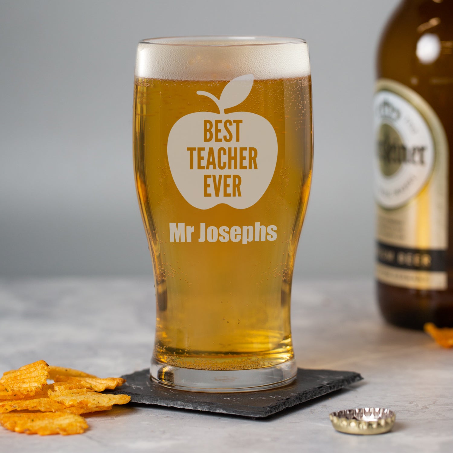 Personalised Best Teacher Ever Tulip Pint Glass - Beer Glasses