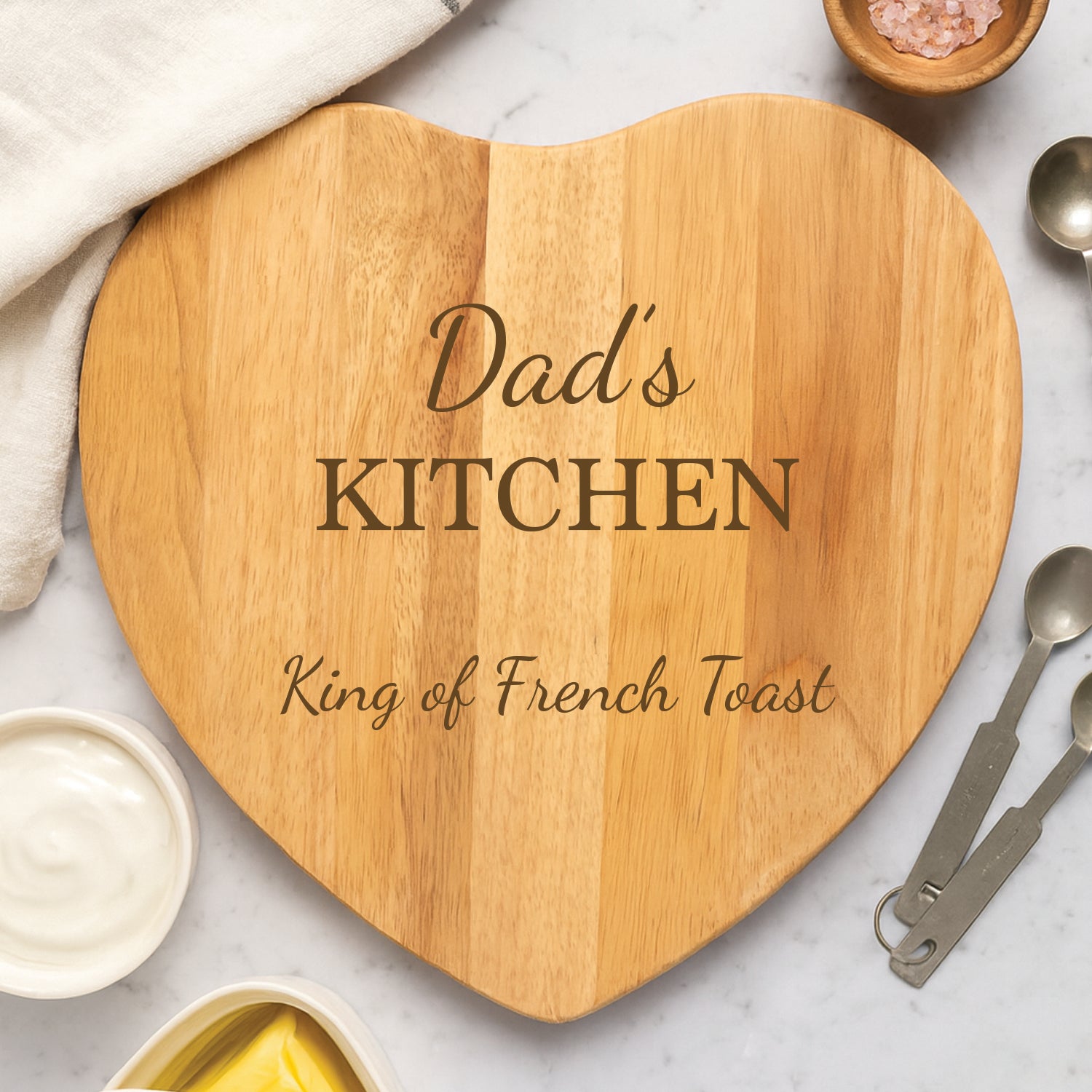 Personalised Dad’s Kitchen Heart Wooden Chopping Board - Chopping Boards