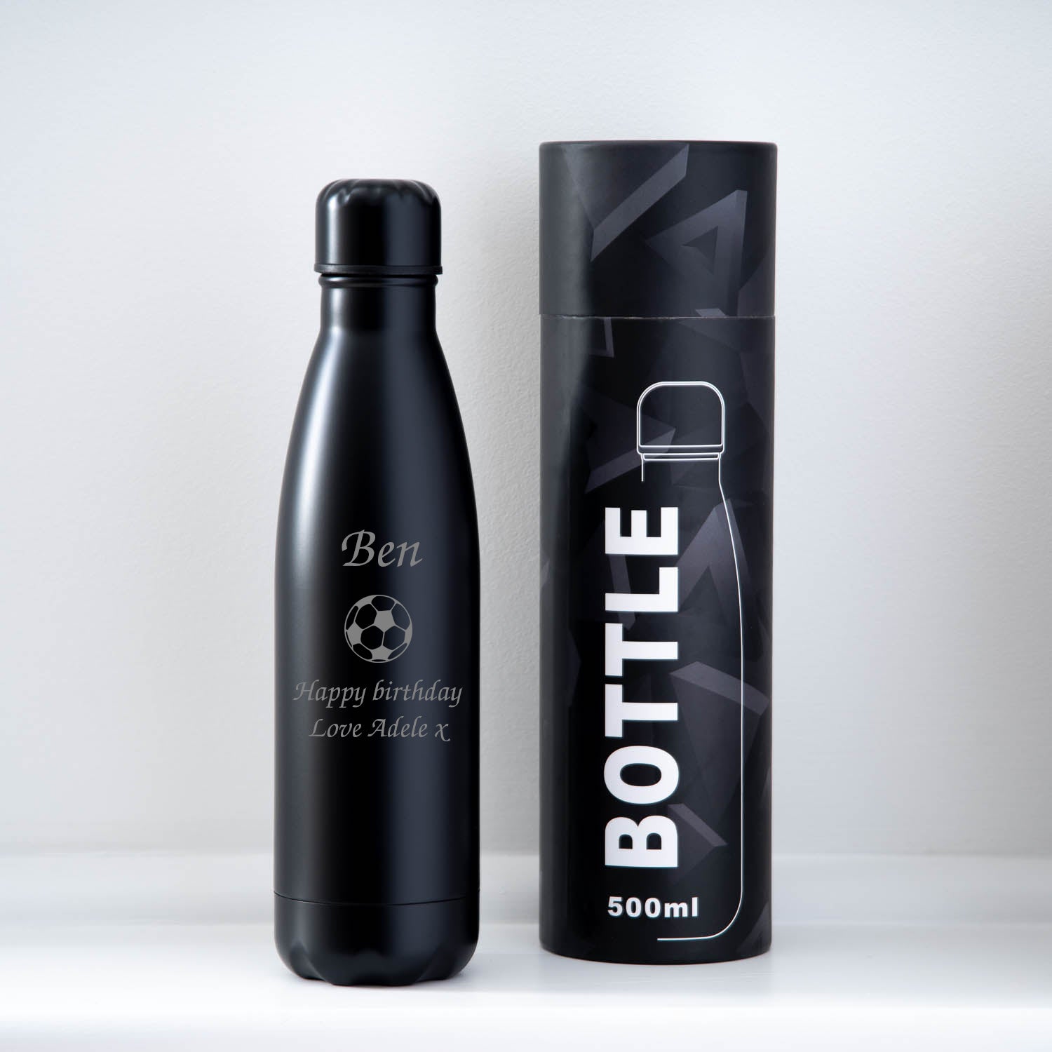 Personalised Football Thermos Water Bottle - Yes / Black - Thermos Water Bottles