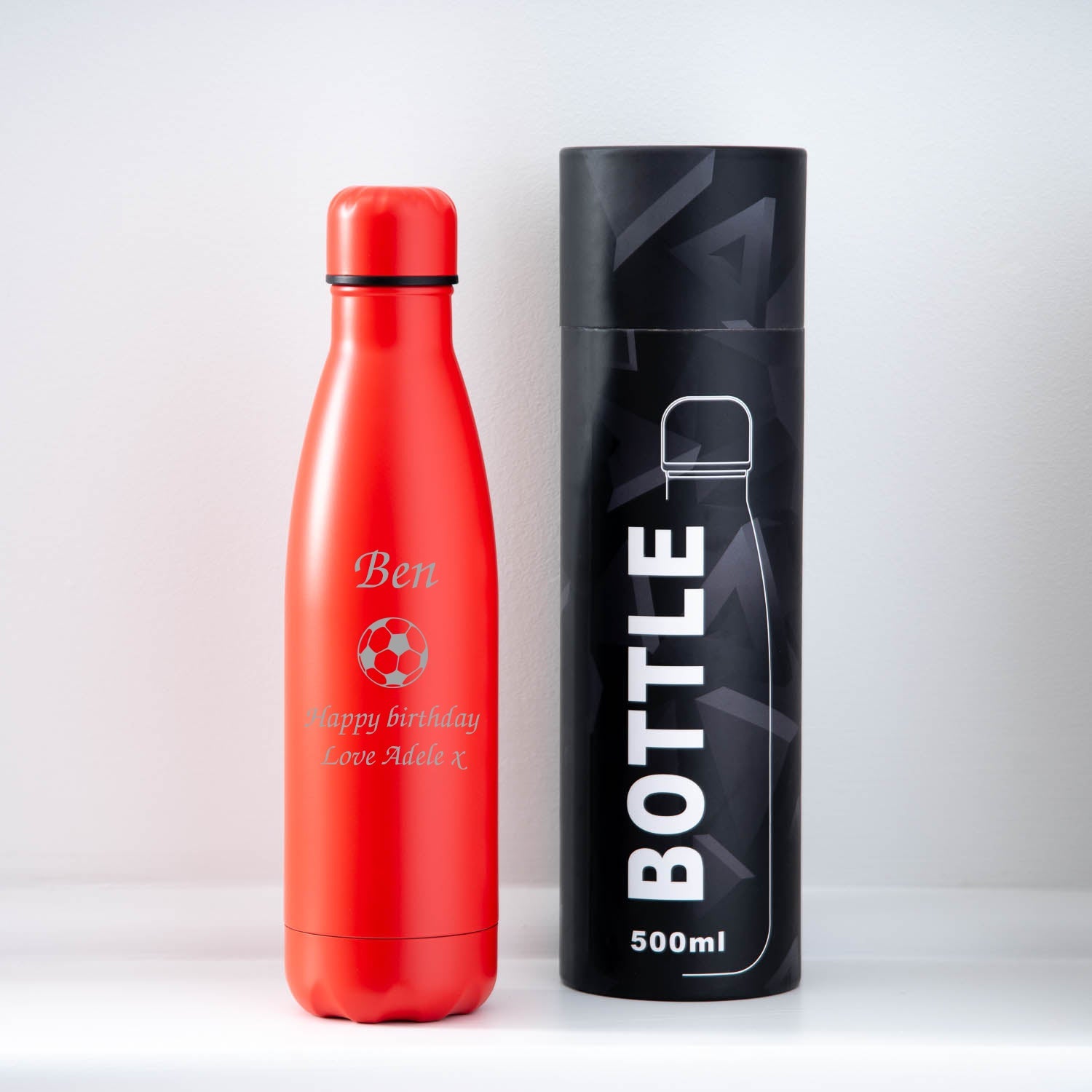 Personalised Football Thermos Water Bottle - Yes / Red - Thermos Water Bottles