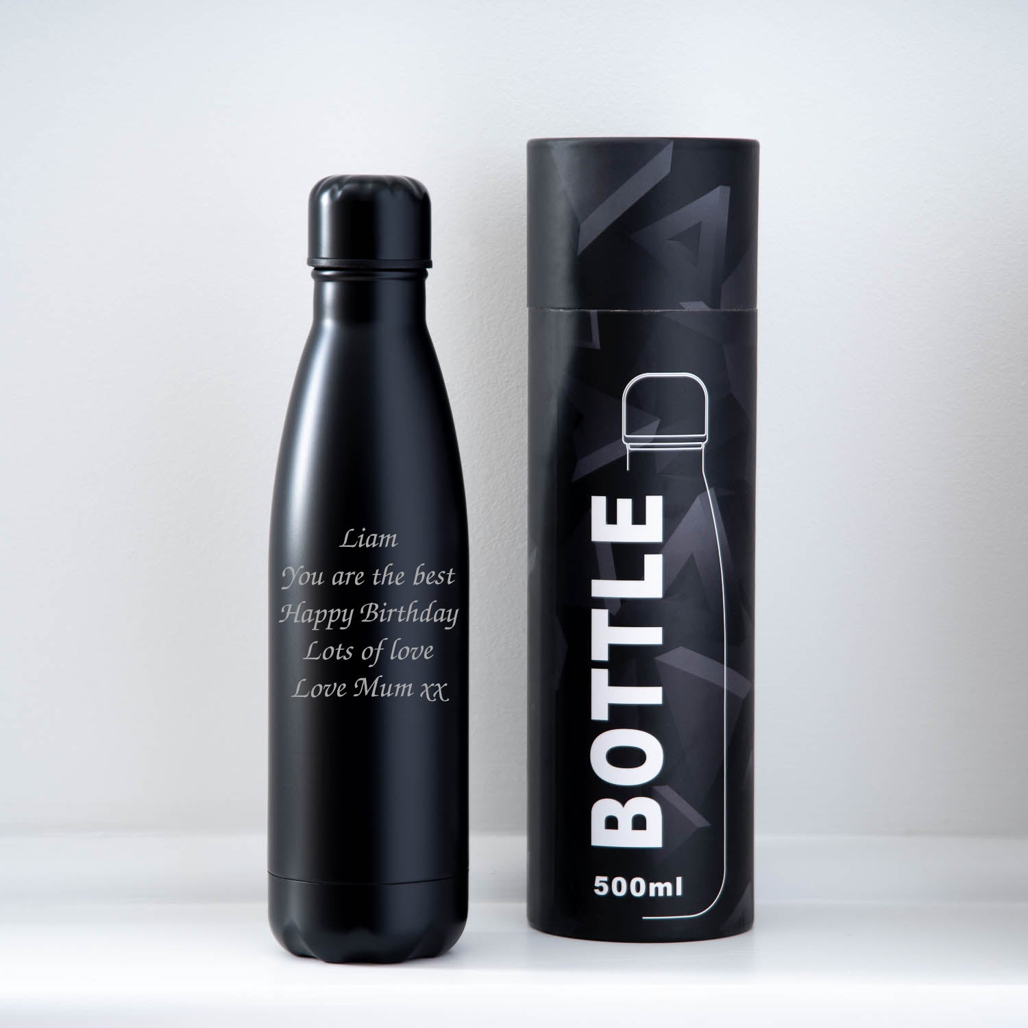 Personalised Message Thermos Water Bottle - Yes / Black - Thermos Water Bottles