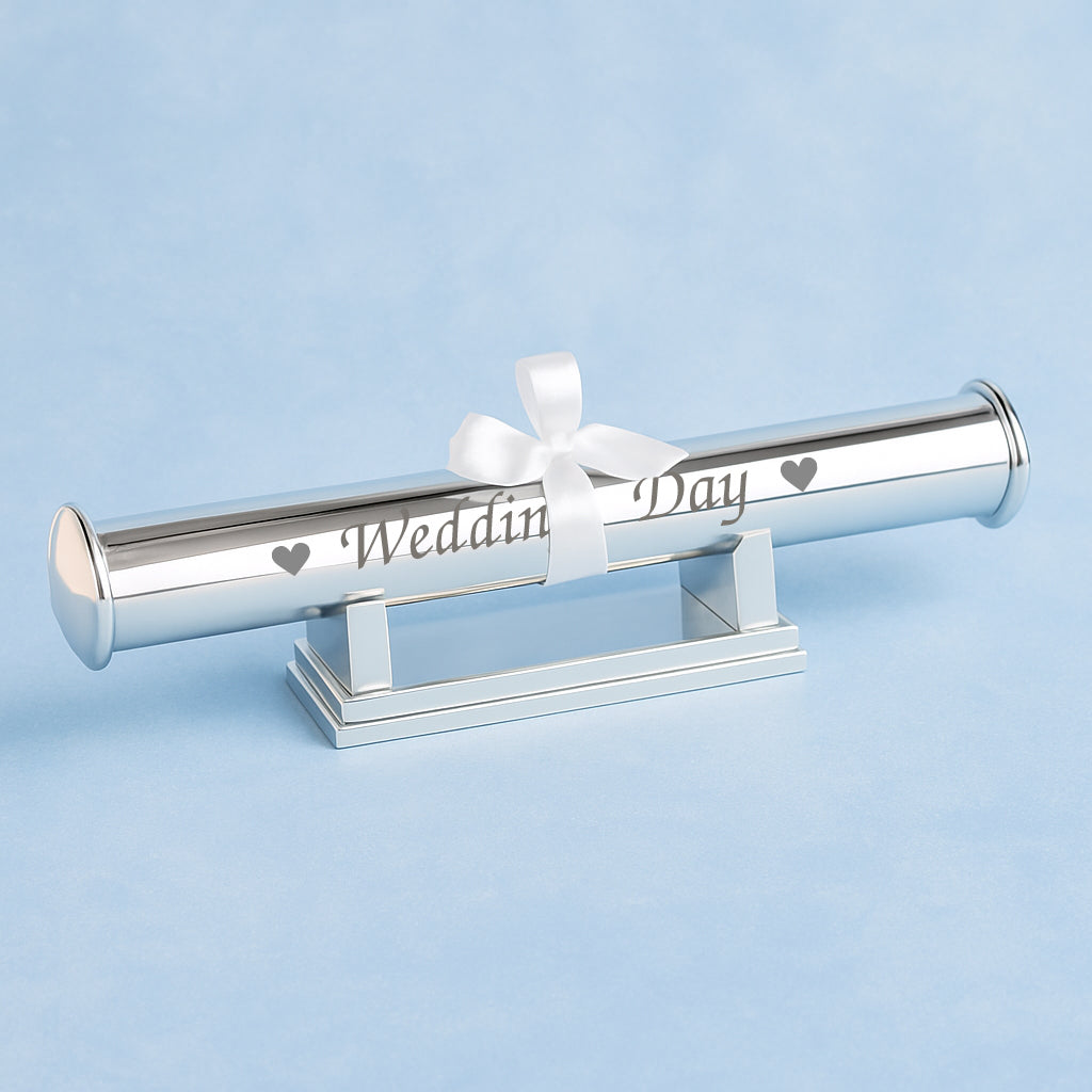 Personalised Wedding Day Silver Plated Certificate Holder - Certificate Holders