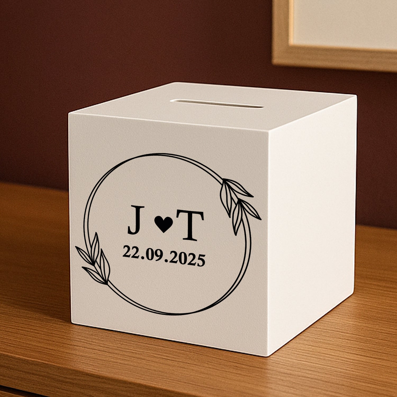 Personalised Monogram Wreath Wooden Money Box - Money Boxes