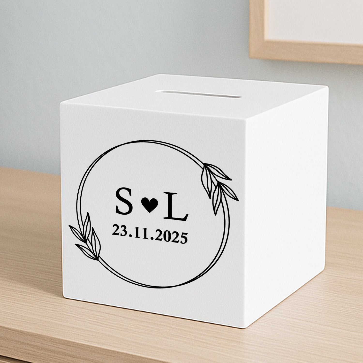Personalised Monogram Wreath Wooden Money Box - Money Boxes