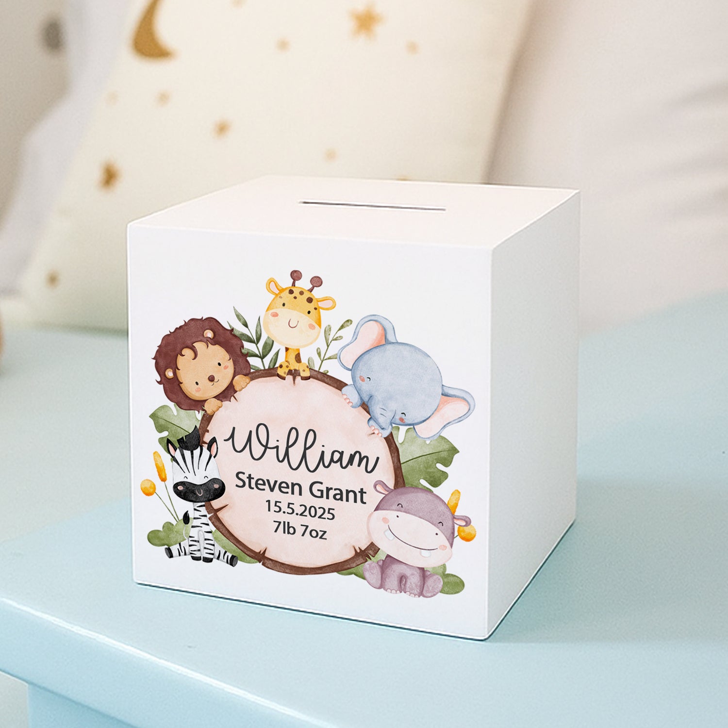 Personalised New Baby Animals Wooden Money Box - Money Boxes