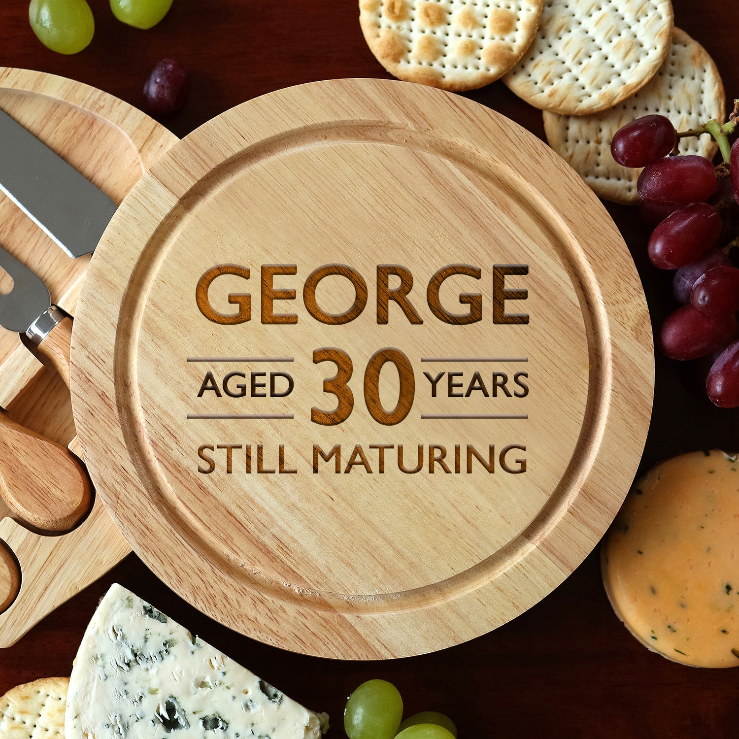 Personalised Birthday Aged Cheese Board And Knives Set - Cheeseboard Sets