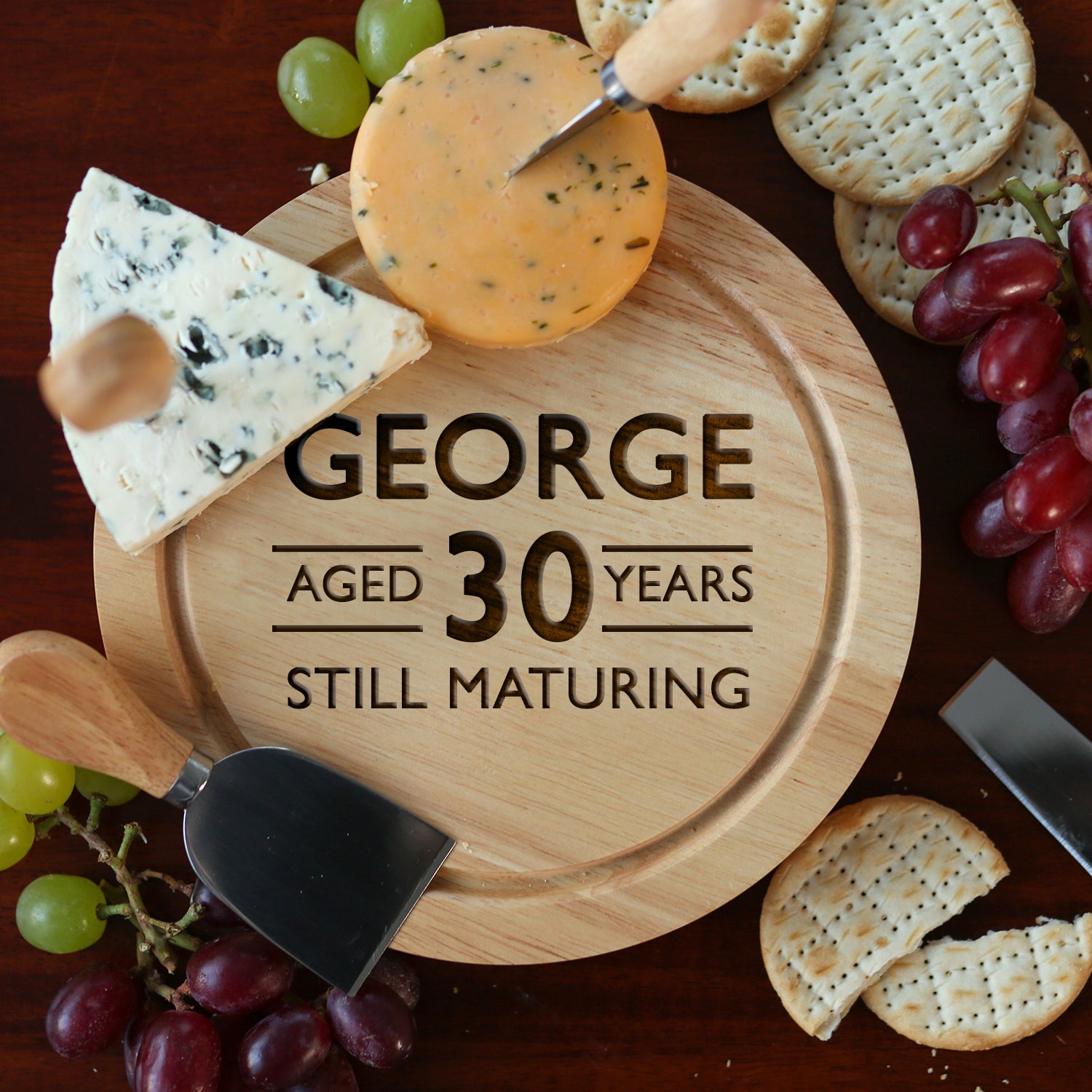 Personalised Birthday Aged Cheese Board And Knives Set - Cheeseboard Sets