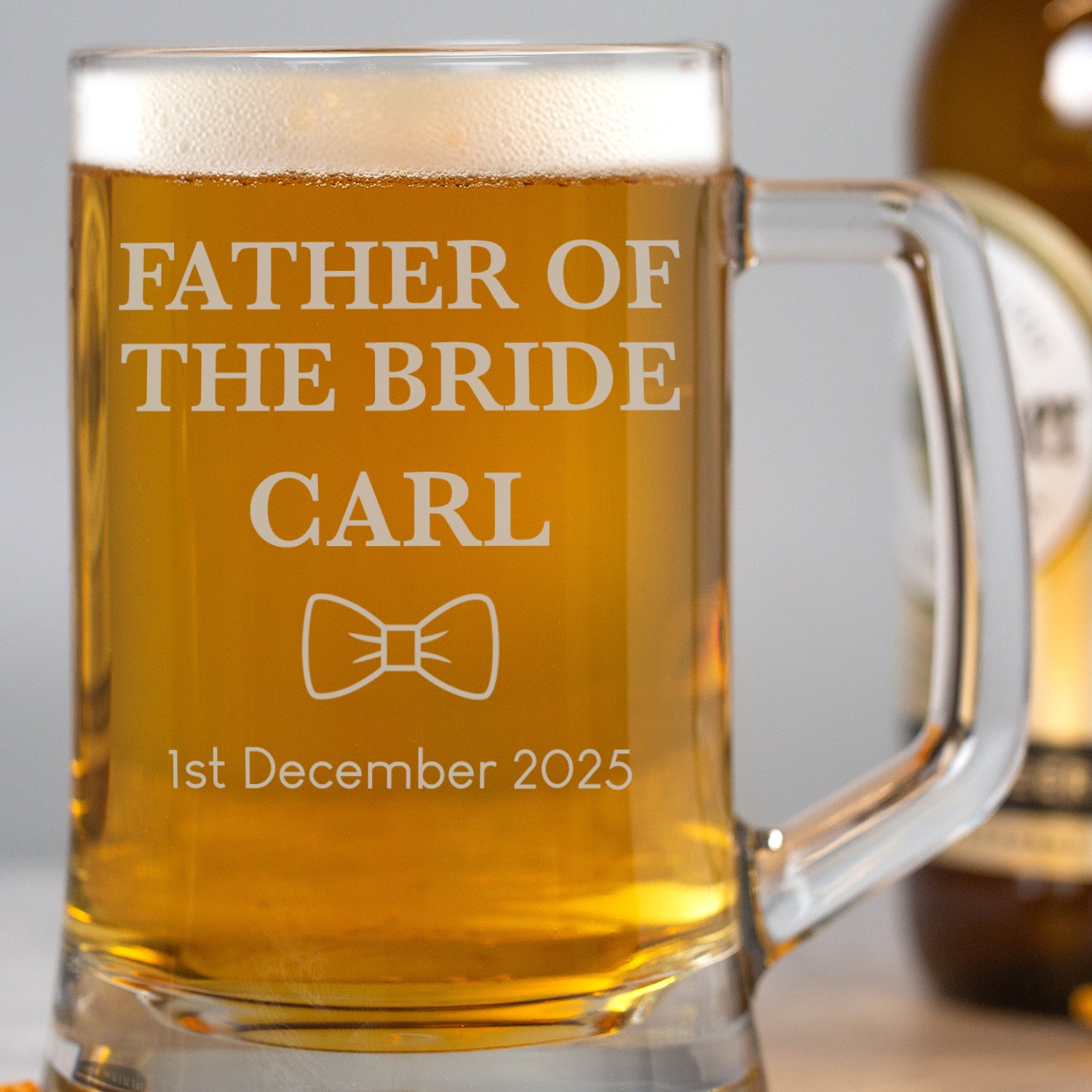 Personalised Father Of The Bride Bow Tie Glass Pint Stern Tankard - Beer Glasses