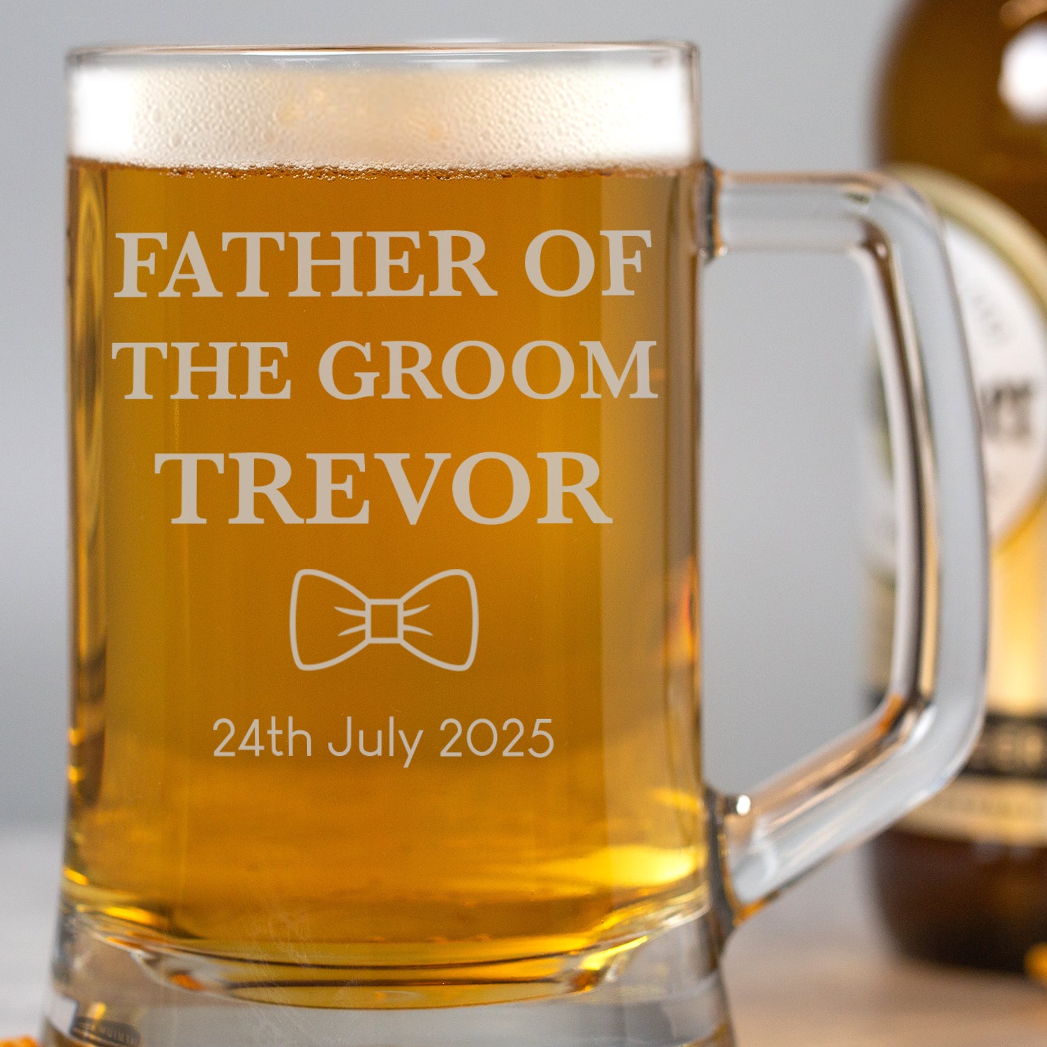 Personalised Father Of The Groom Bow Tie Glass Pint Stern Tankard - Beer Glasses