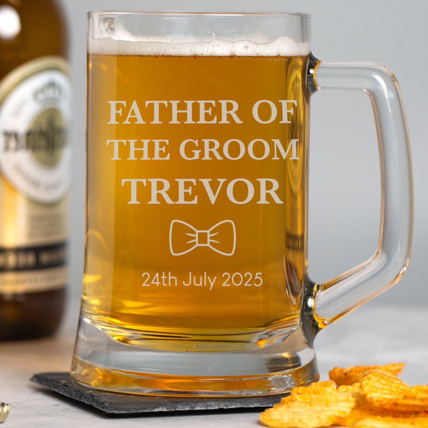 Personalised Father Of The Groom Bow Tie Glass Pint Stern Tankard - Beer Glasses