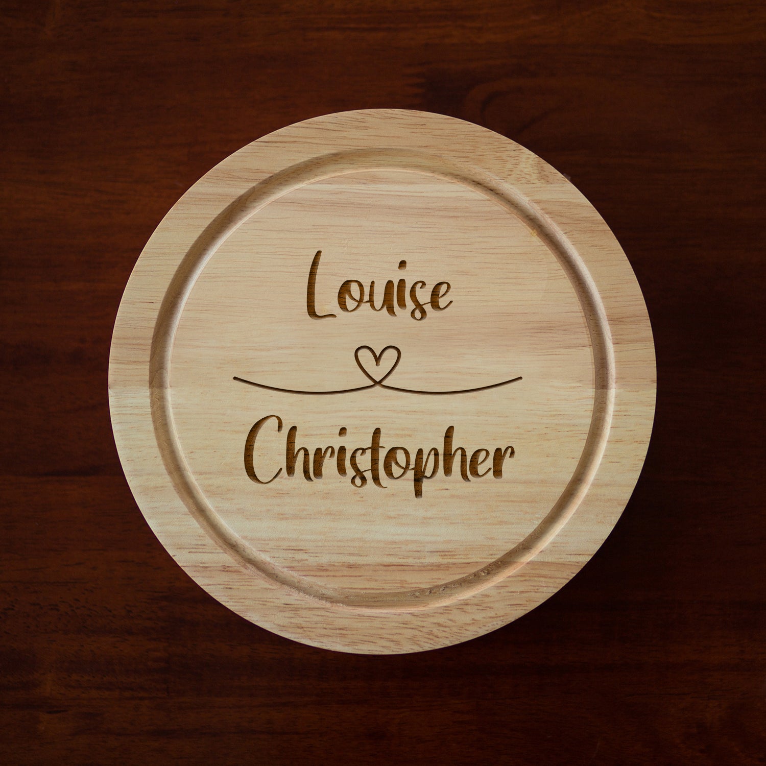 Personalised Heart Loop Cheese Board And Knives Set - Cheeseboard Sets