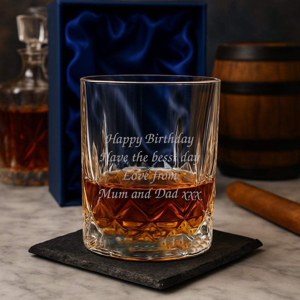 Personalised Message Crystal Panel Glass Tumbler - Glass Tumblers