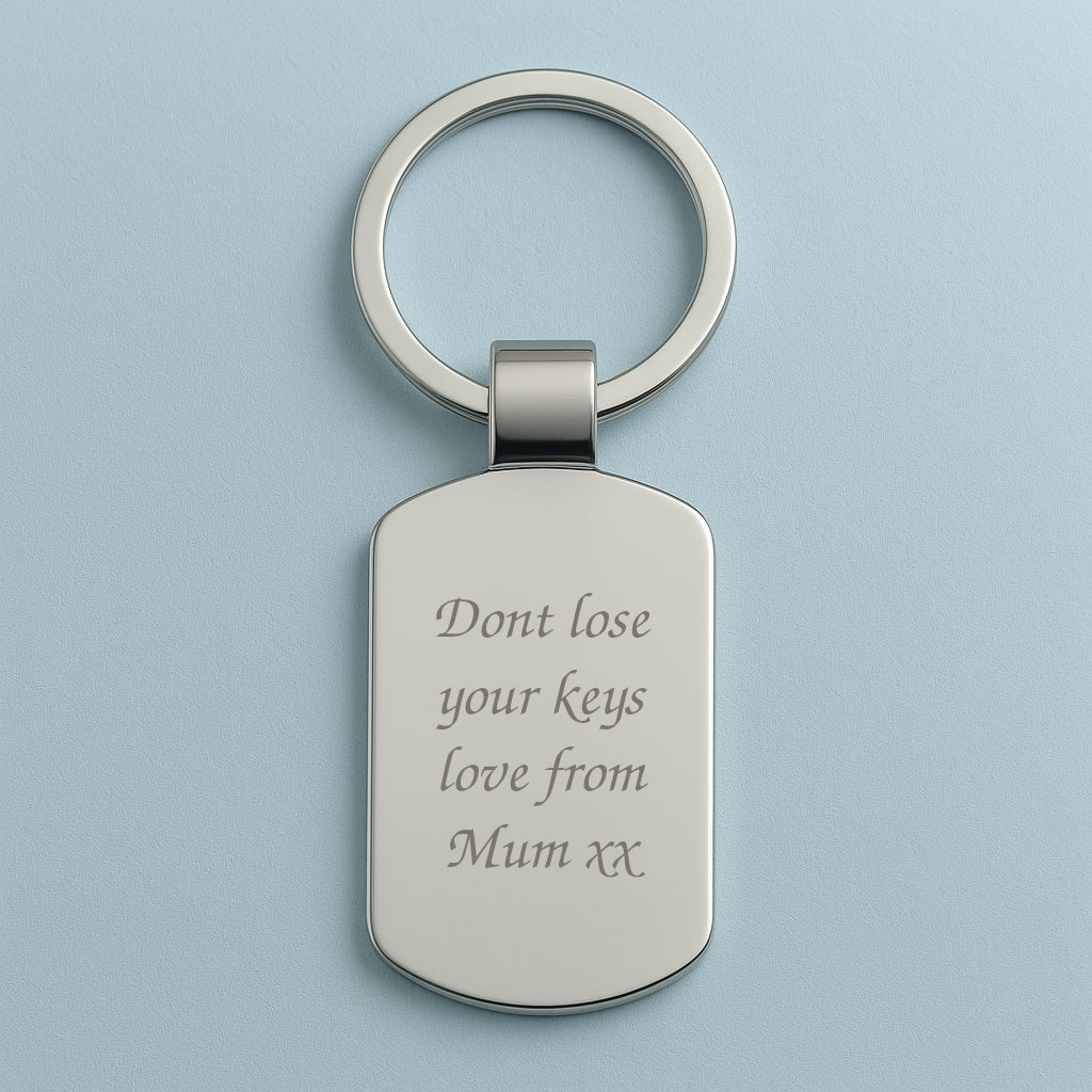 Personalised Message Rectangle Keyring - Key Rings