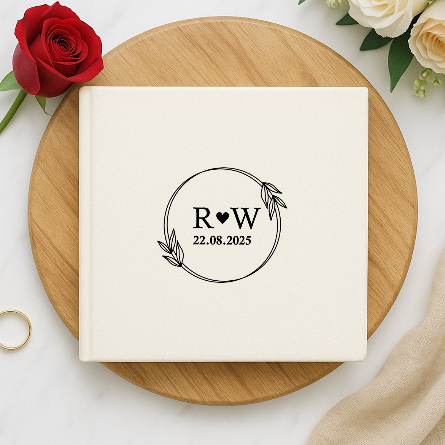 Personalised Ivory Monogram Wreath Photo Album - Photo Album