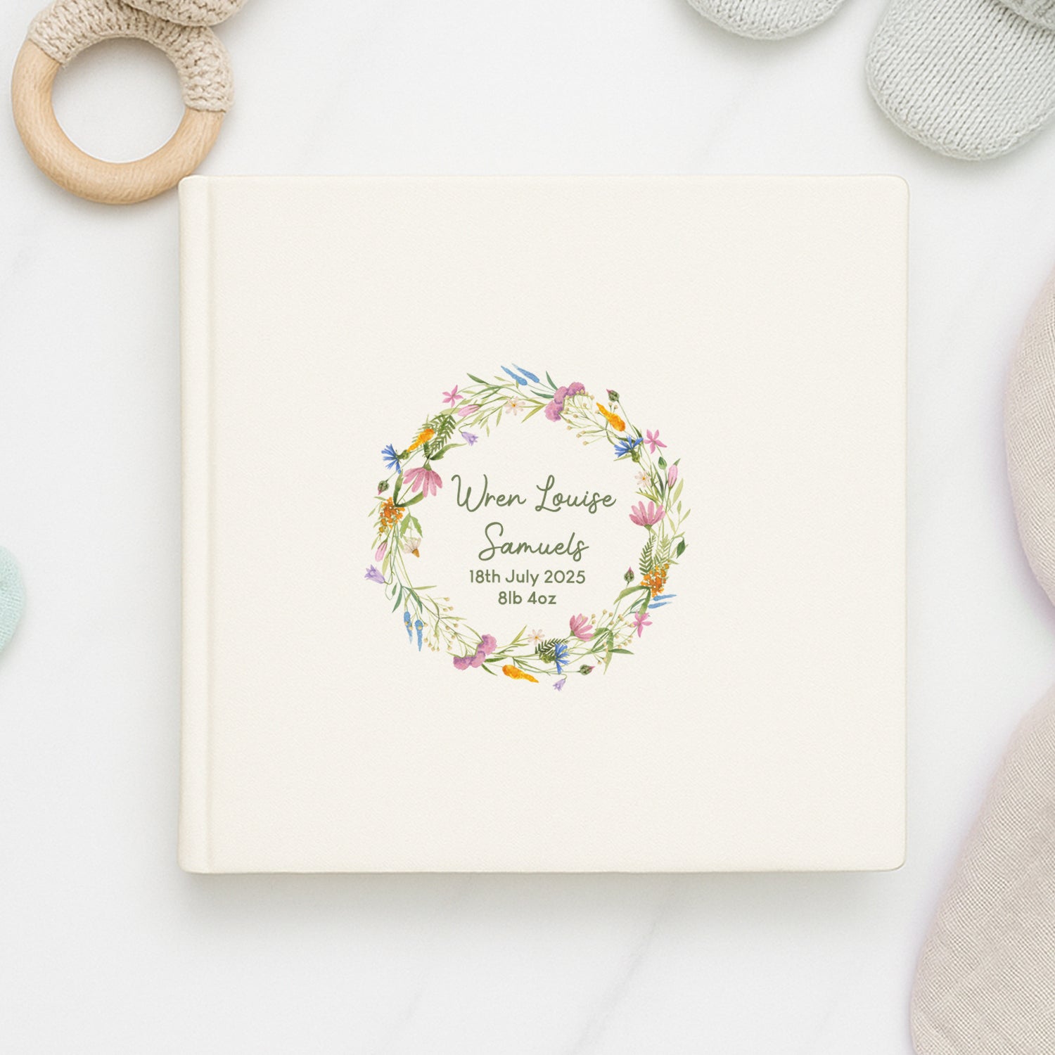 Personalised Colourful Floral New Baby Photo Album - Photo Album