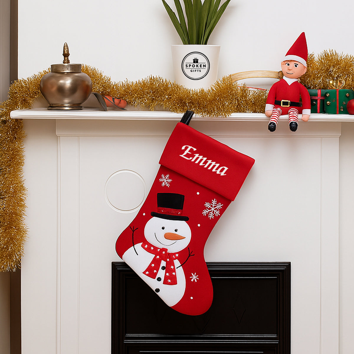 Personalised Snowman Red Deluxe Christmas Stocking - Stockings