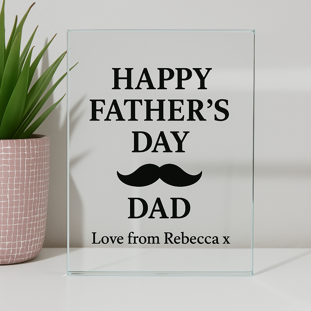 Personalised Happy Father’s Day Glass Rectangle Block - Glass Block