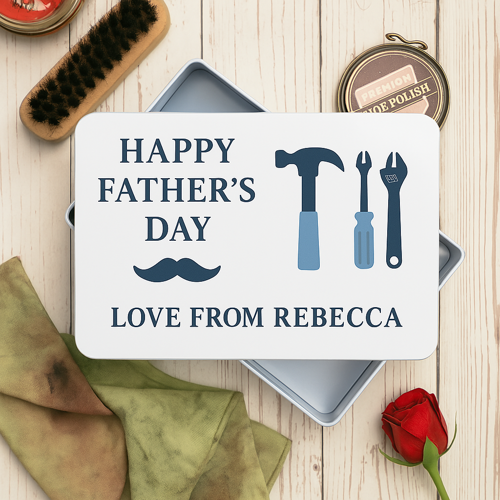 Personalised Happy Father’s Day White Metal Storage Tin - Storage Tin