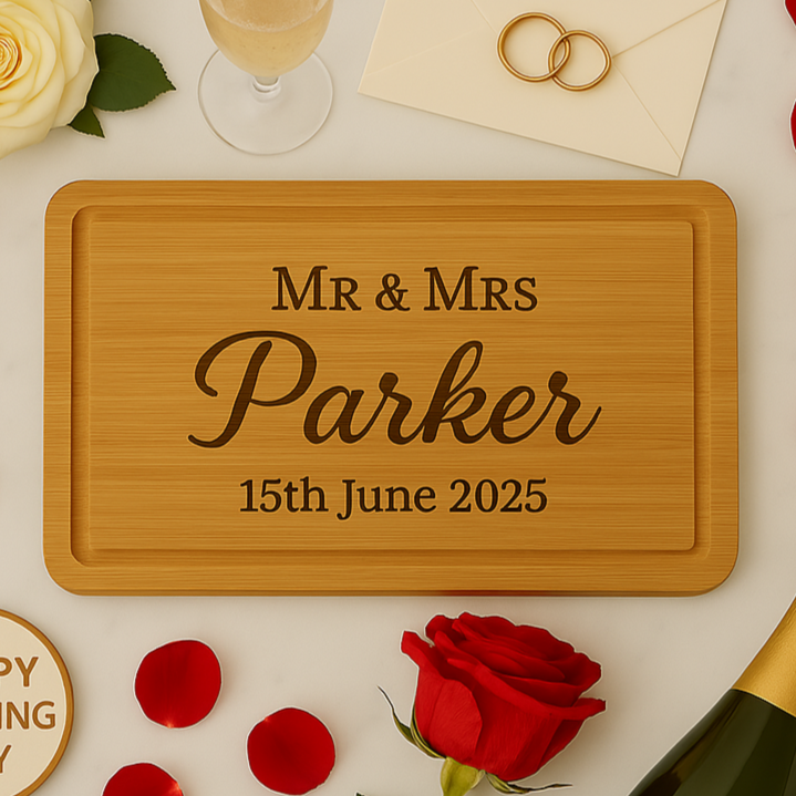 Personalised Mr & Mrs Rectangle Wooden Chopping Board - Chopping Boards