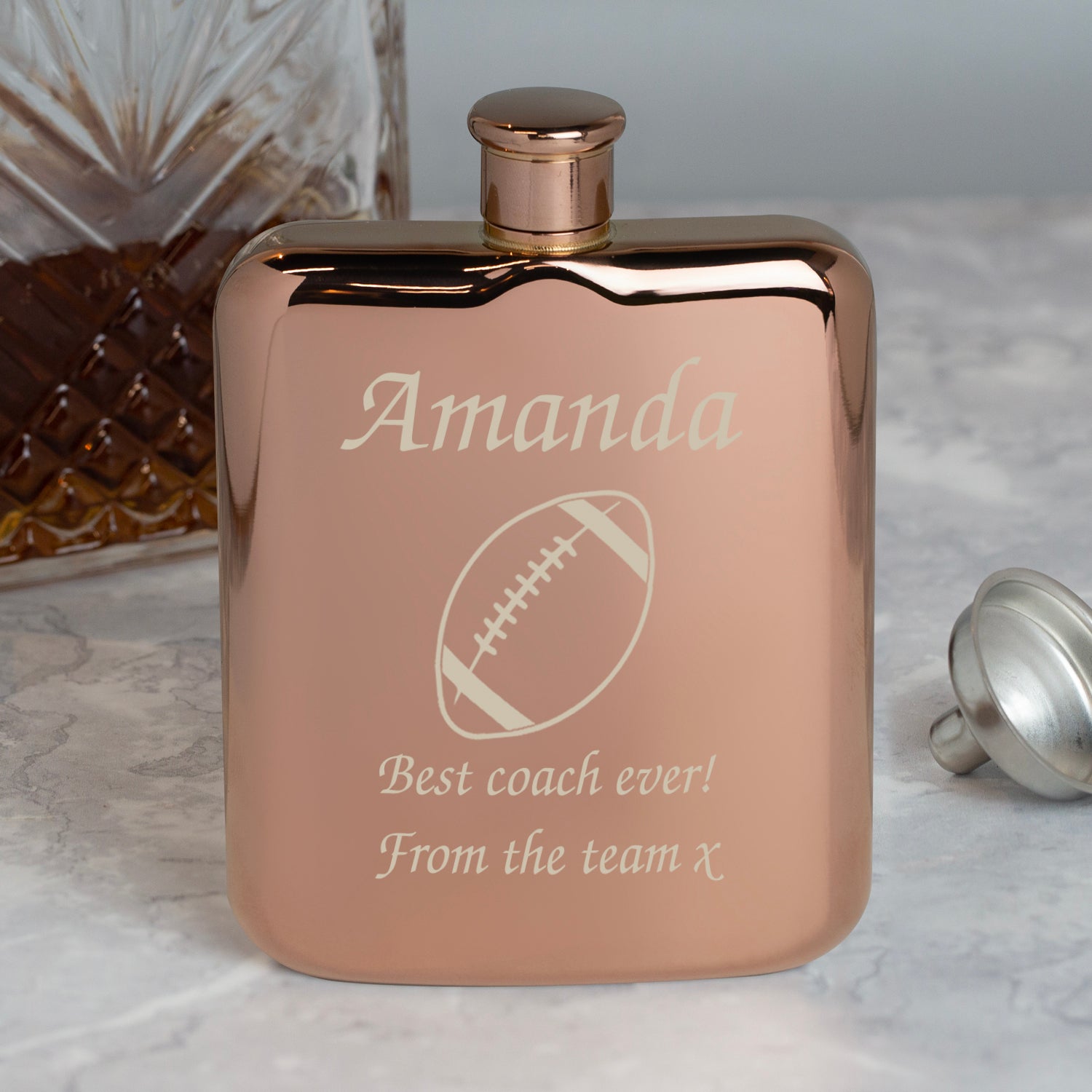 Personalised Rugby 6oz Rose Gold Hip Flask - Hip Flasks