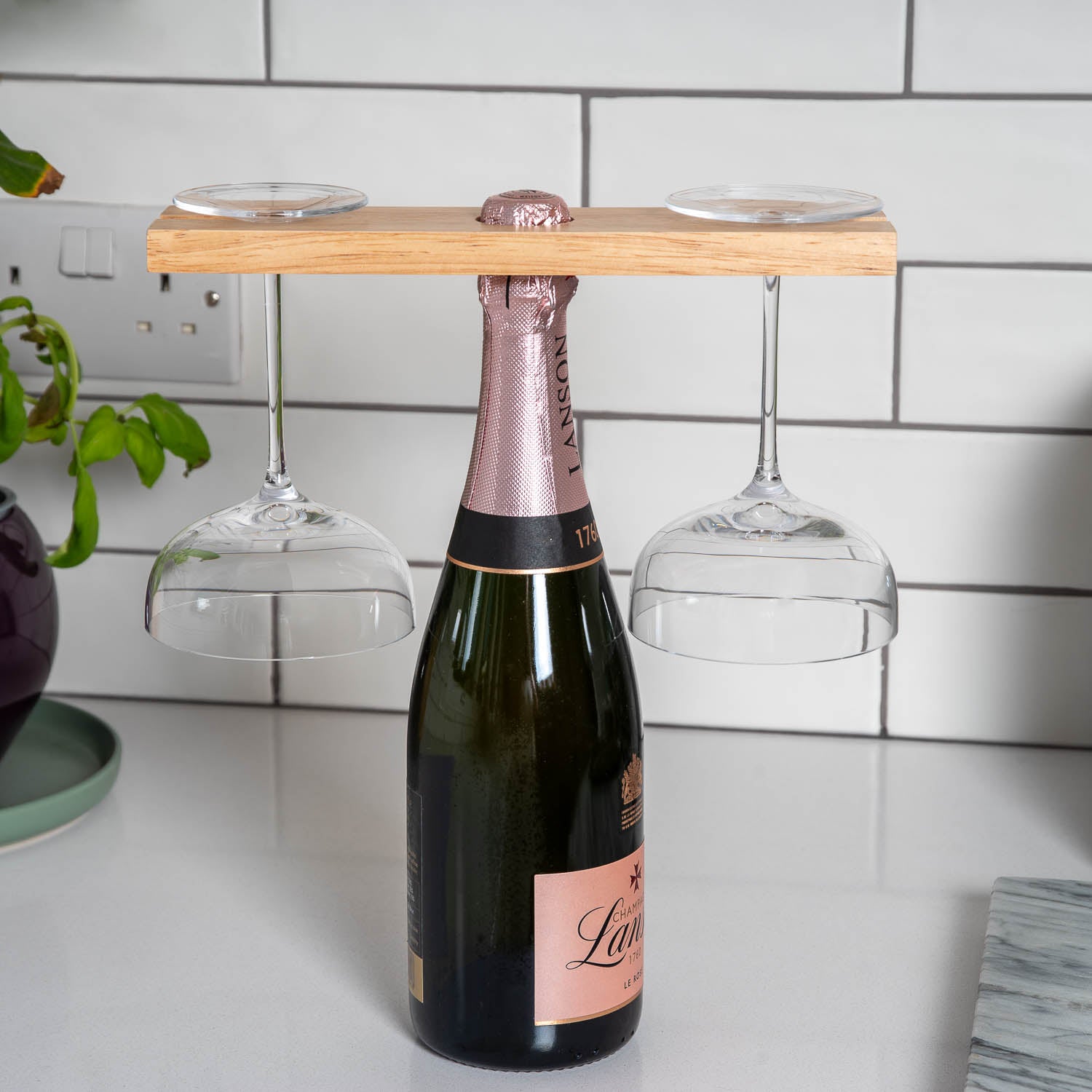 Personalised Wine O’Clock Wooden Wine Glass & Bottle Holder