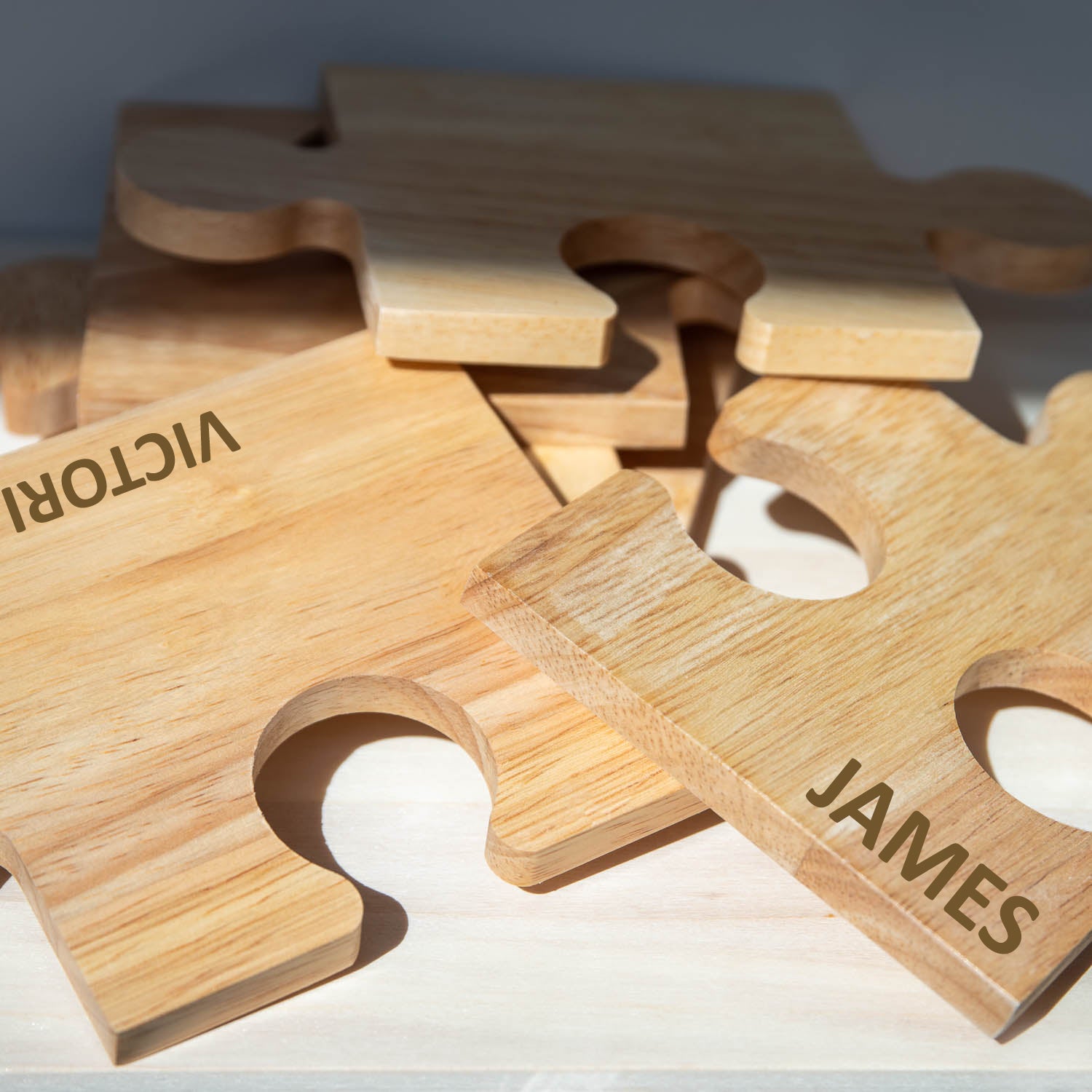 Personalised Name Wooden Jigsaw Coaster Set