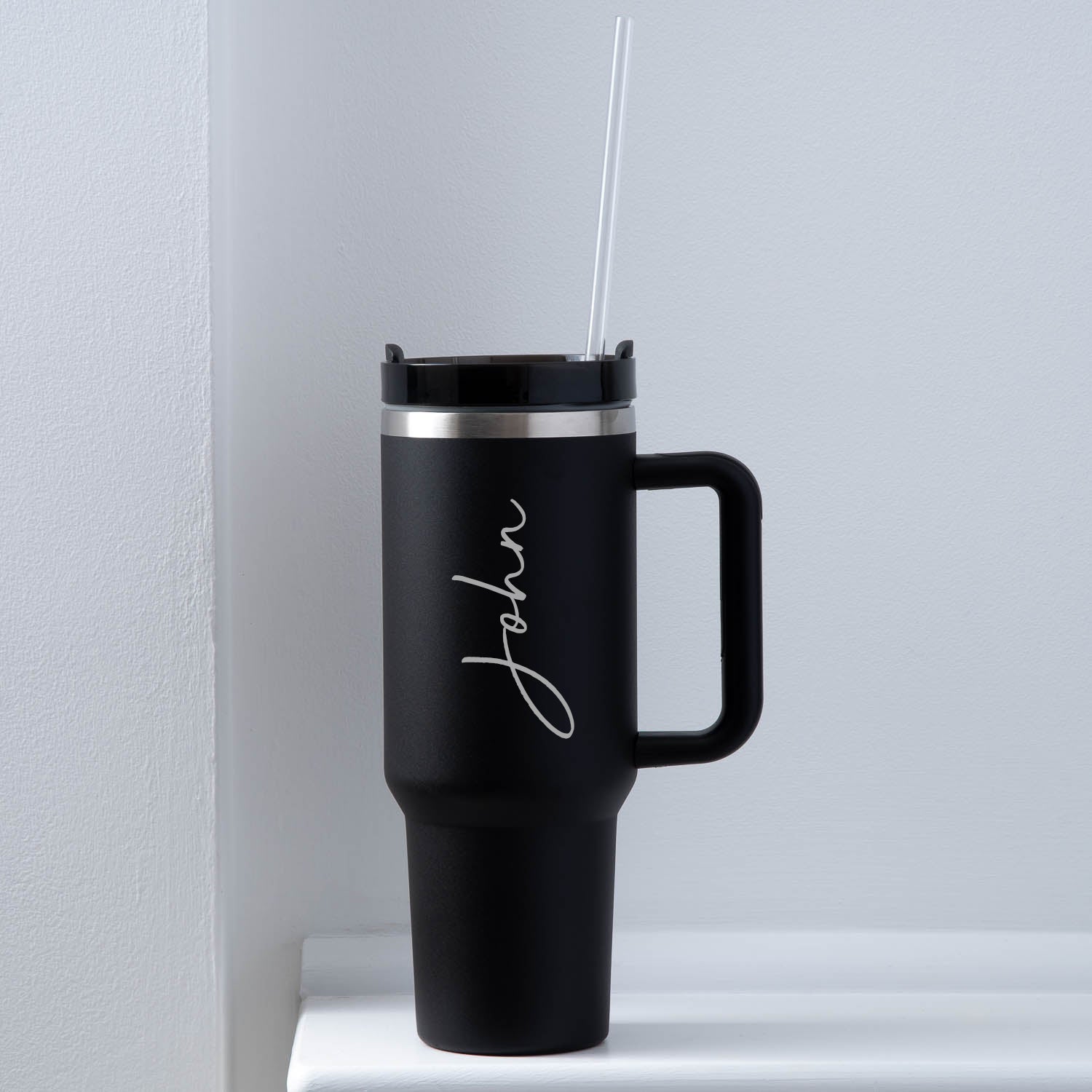 Personalised 40oz Insulated Travel Cup | Laser Engraved Name - Jet Black - Mugs