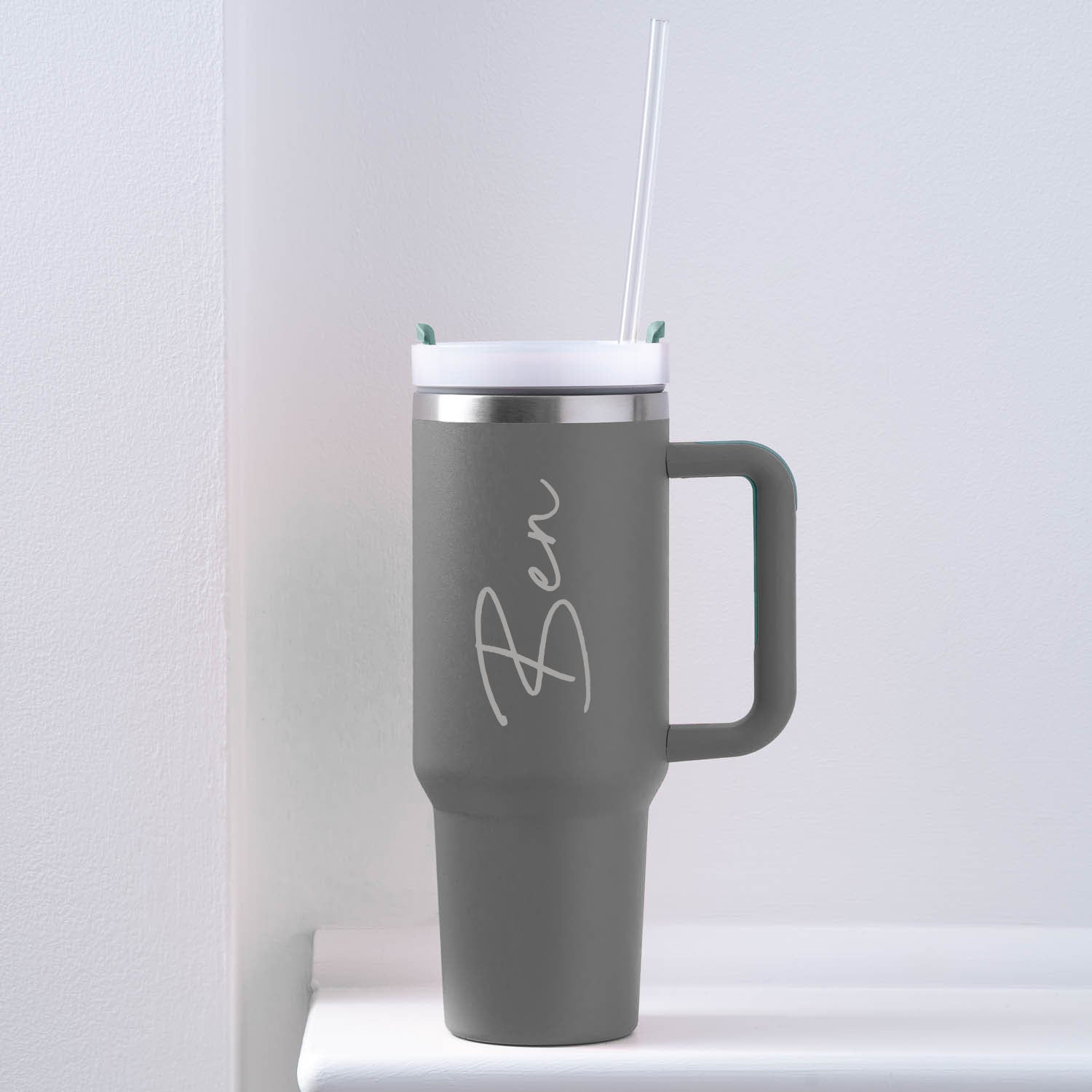 Personalised 40oz Insulated Travel Cup | Laser Engraved Name - Gun Metal Grey - Mugs