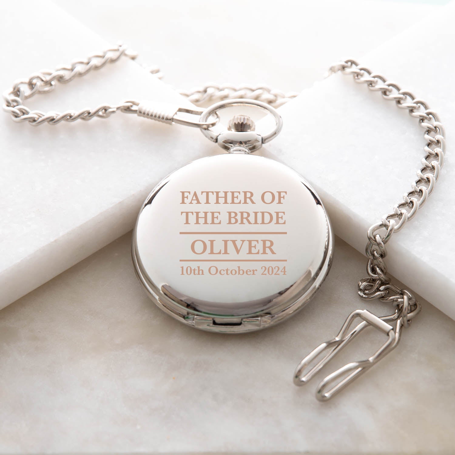 Personalised Father of the Bride Silver Pocket Fob Watch - Pocket Watches