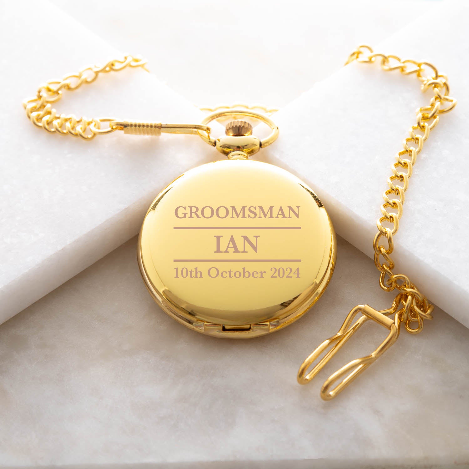 Personalised Groomsman Gold Pocket Fob Watch - Pocket Watches