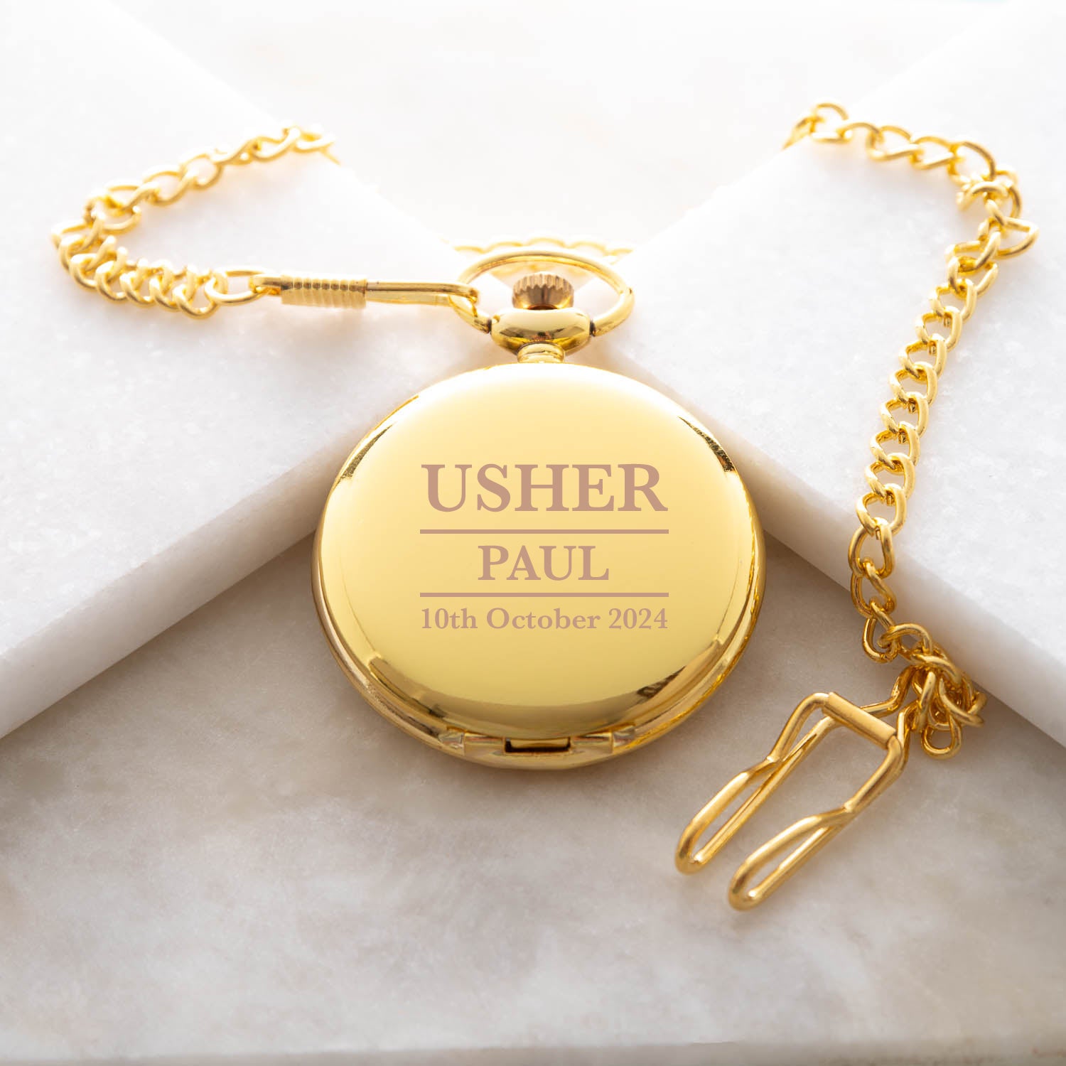 Personalised Usher Gold Pocket Fob Watch - Pocket Watches