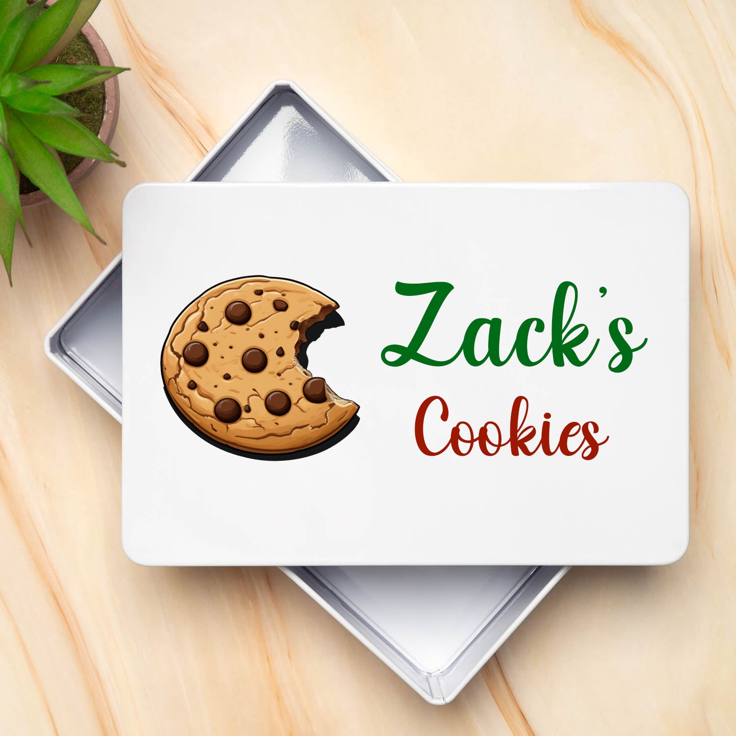 Personalised Cookies White Metal Storage Tin