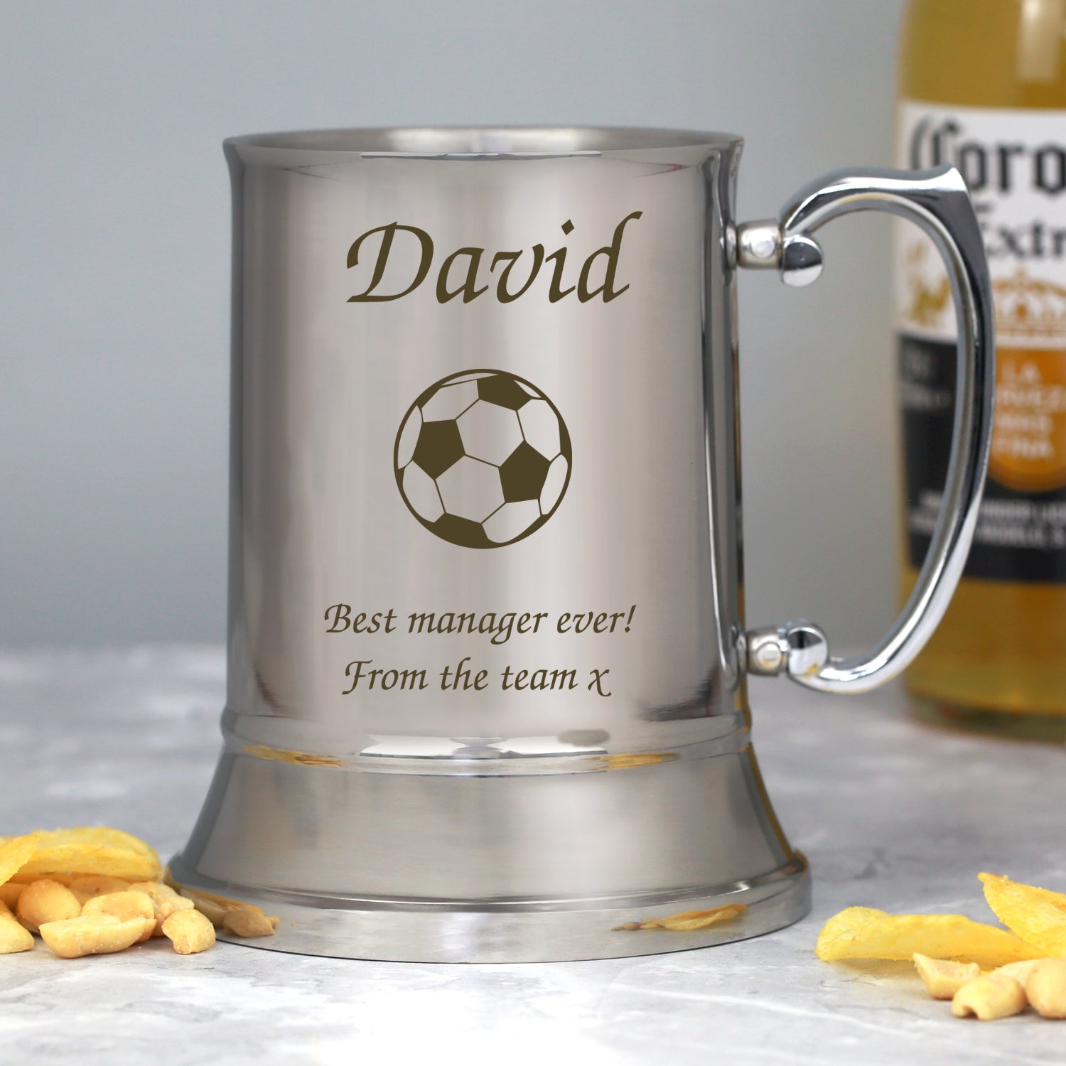 Personalised Football Silver Stainless Steel Tankard - Stainless Steel Tankards
