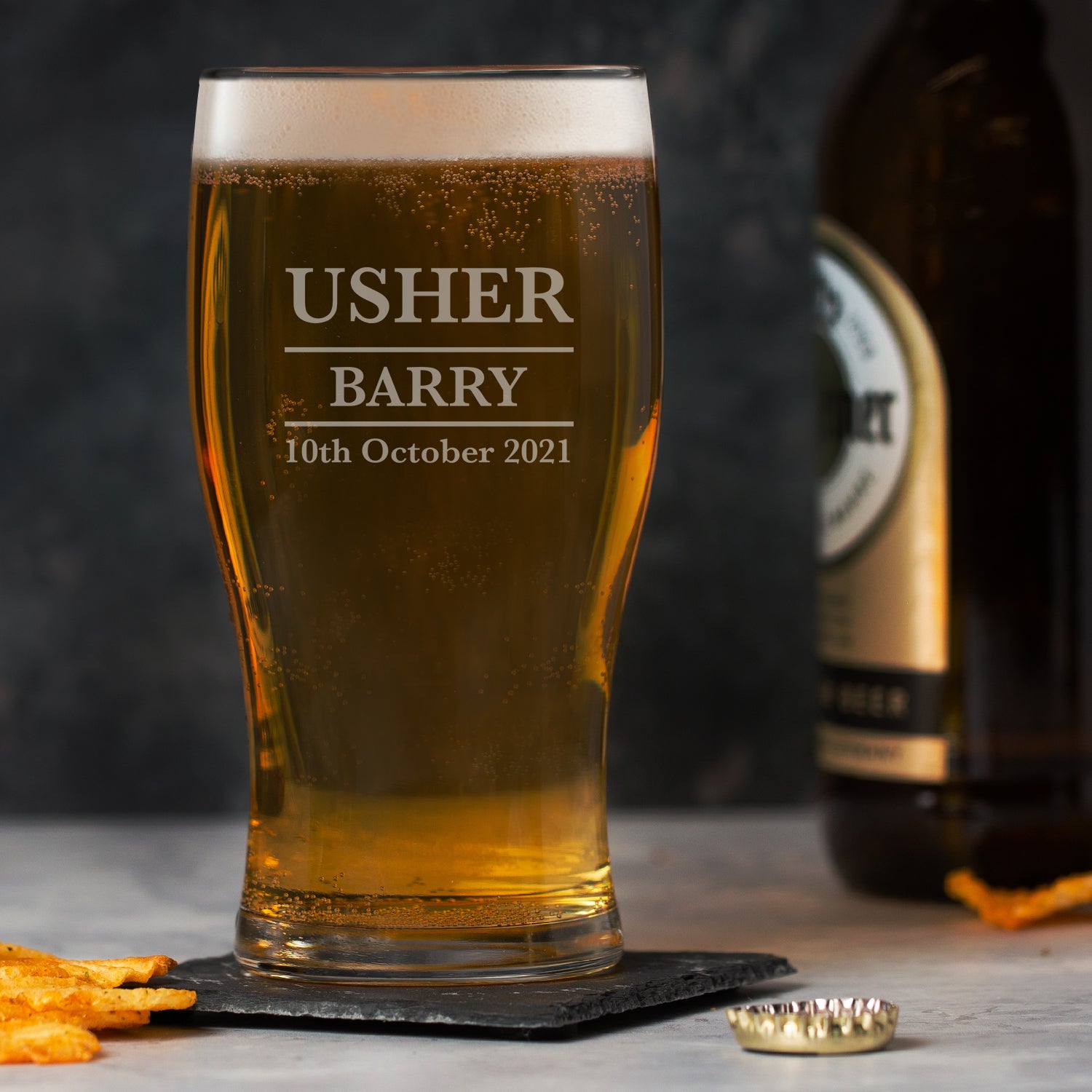 Personalised Usher Tulip Pint Glass - Beer Glasses