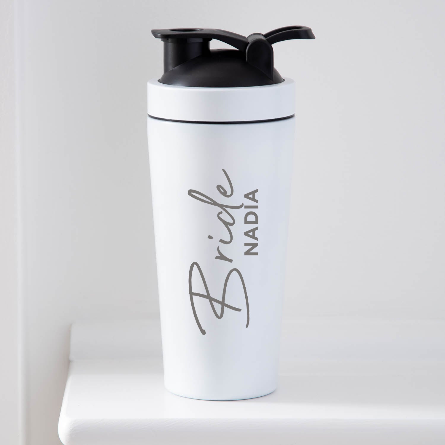 Personalised Bride Wedding Protein Shaker Bottle - White - Protein Shaker Bottles