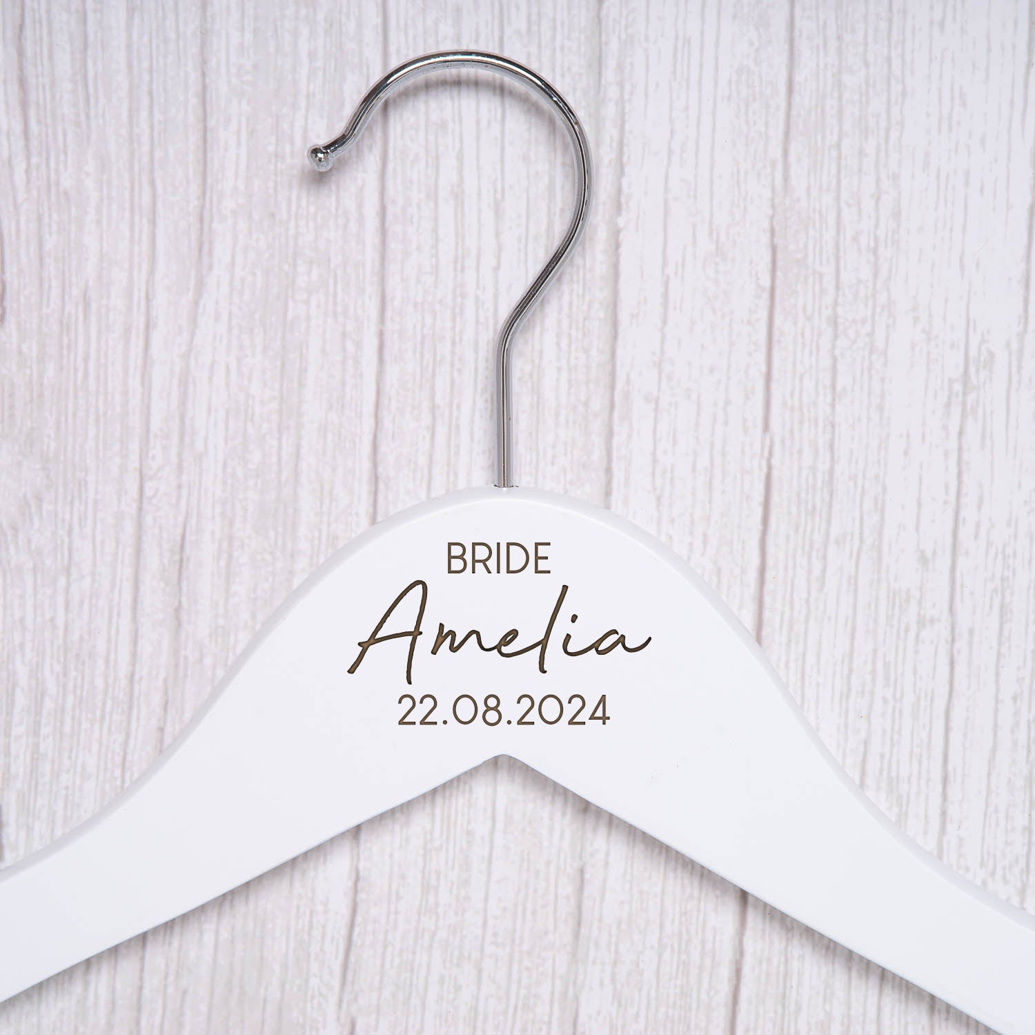 Personalised Womens Large Name White Wedding Hangers