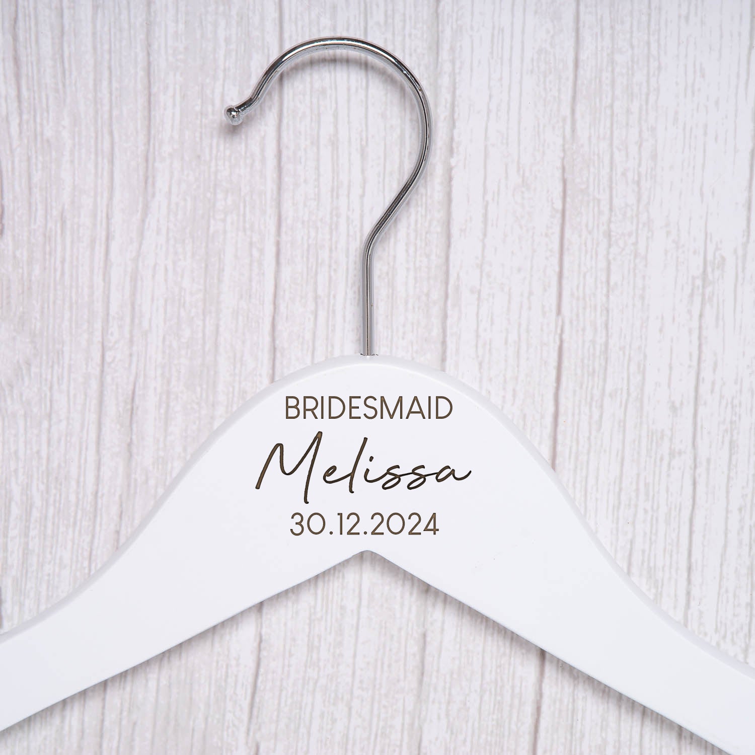 Personalised Womens Large Name White Wedding Hangers