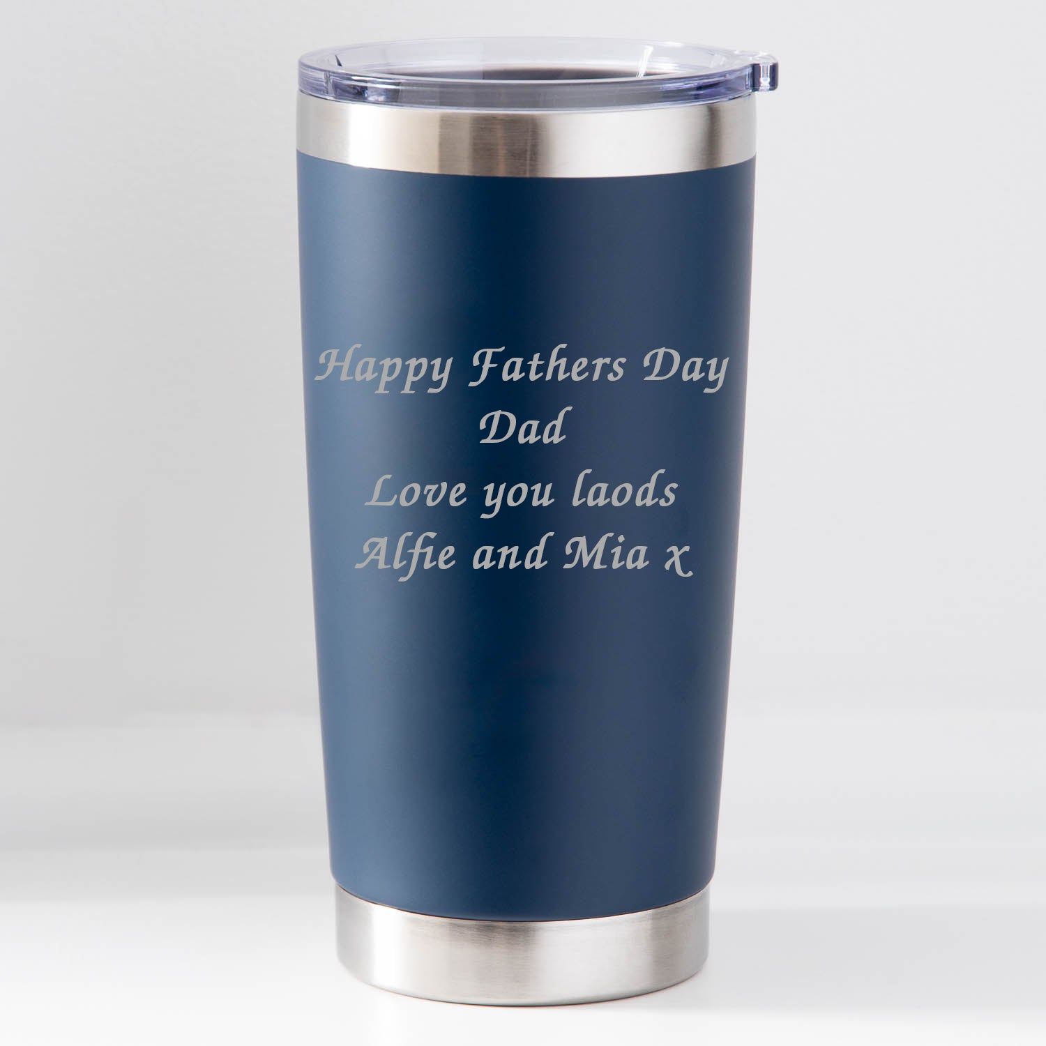 Personalised Any Message Thermos Insulated Cup - Dark Blue - Thermos Water Bottles