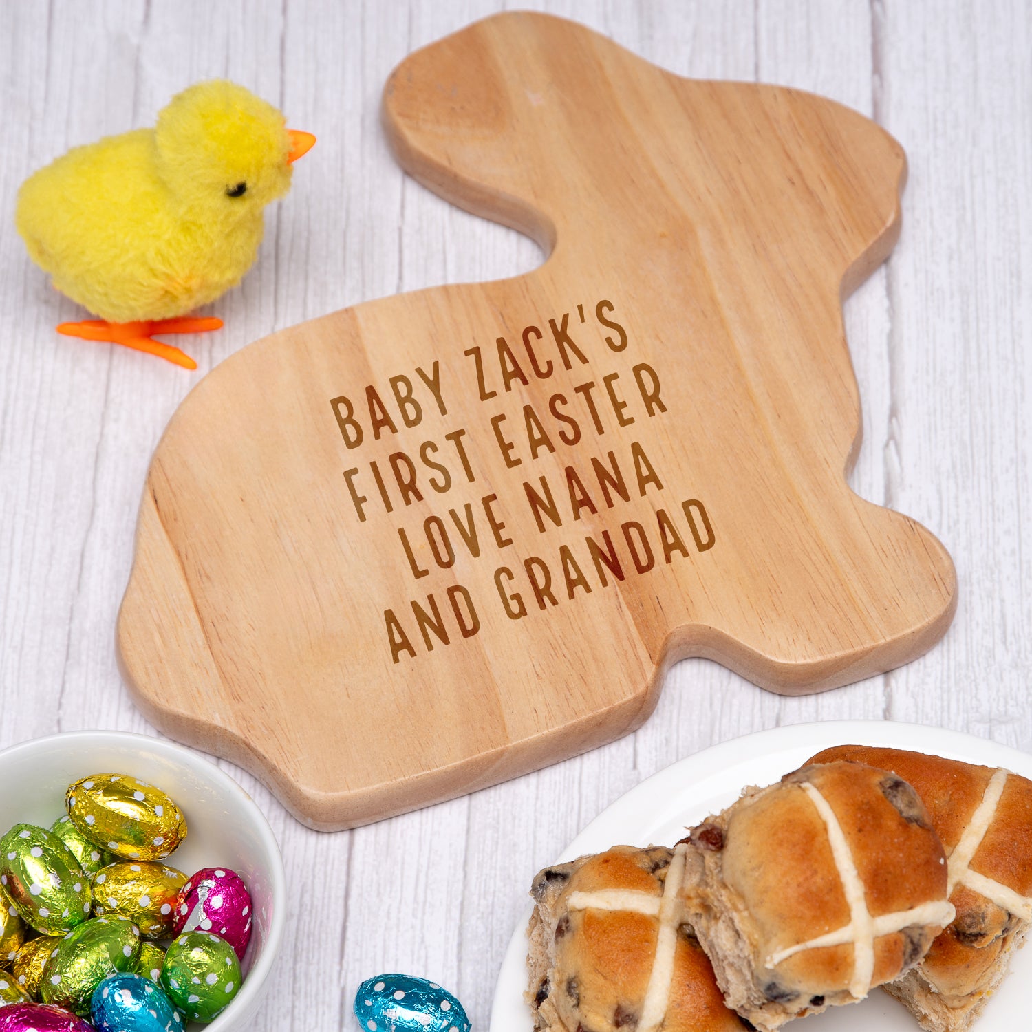 Personalised Any Message Rabbit Wooden Chopping Board