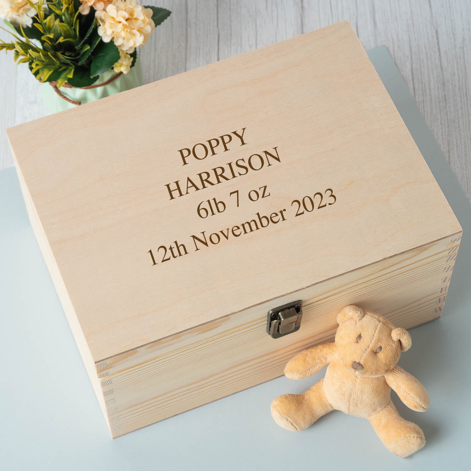 Personalised Any Message Large Wooden Memory Box - Wooden Keepsake Box