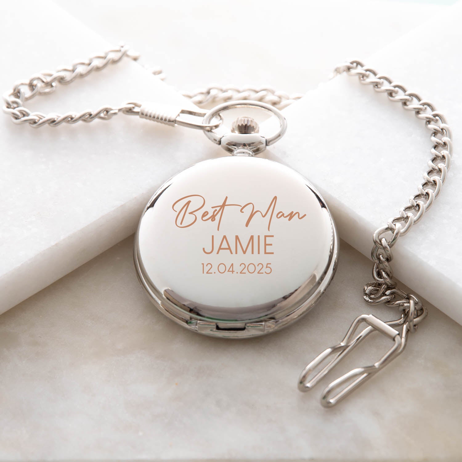 Personalised Best Man Wedding Silver Pocket Fob Watch - Pocket Watches