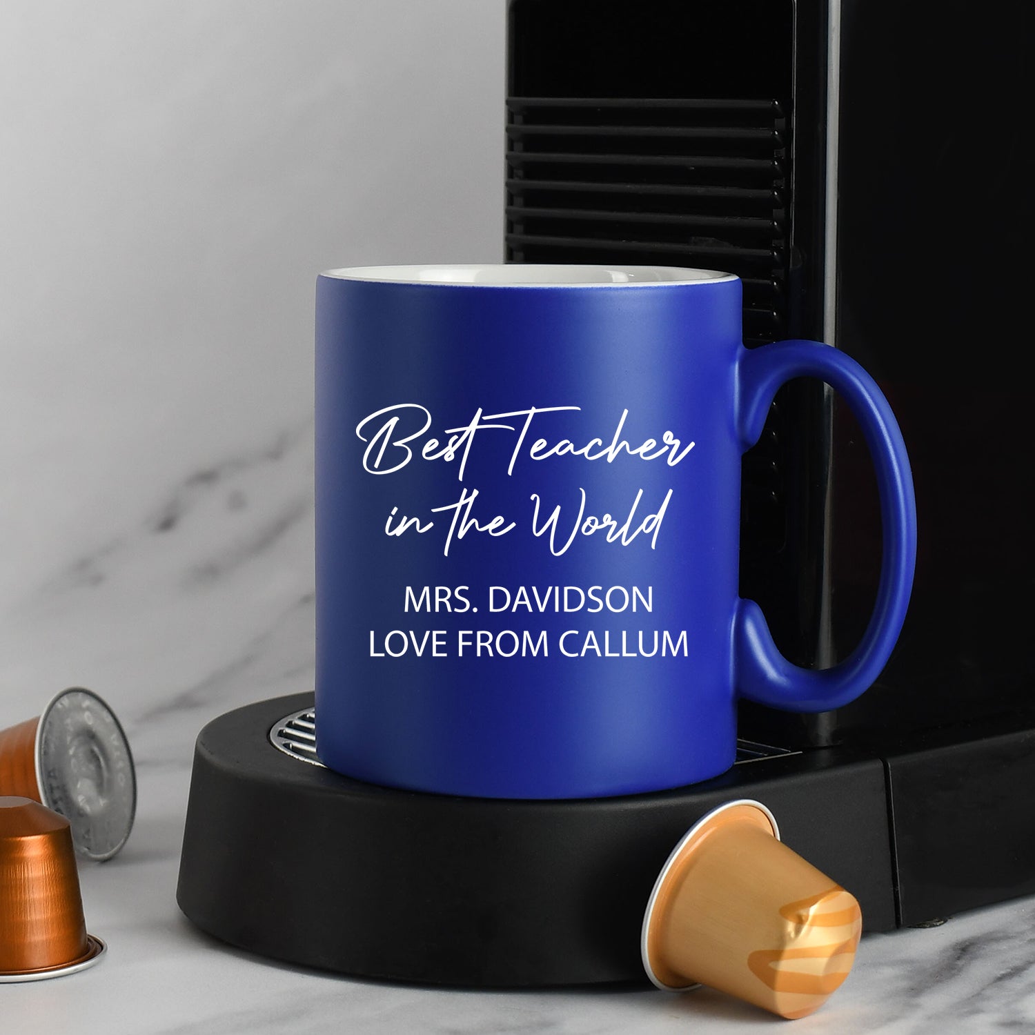 Personalised Best Teacher In The World Mug - Dark Blue - Mugs