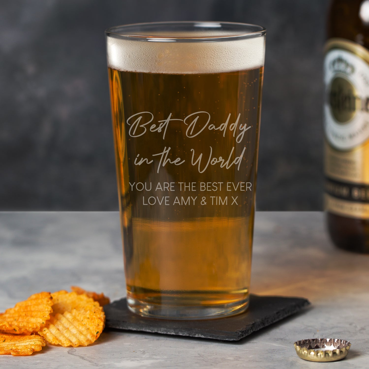 Personalised Best Daddy In The World Pint Glass - Beer Glasses