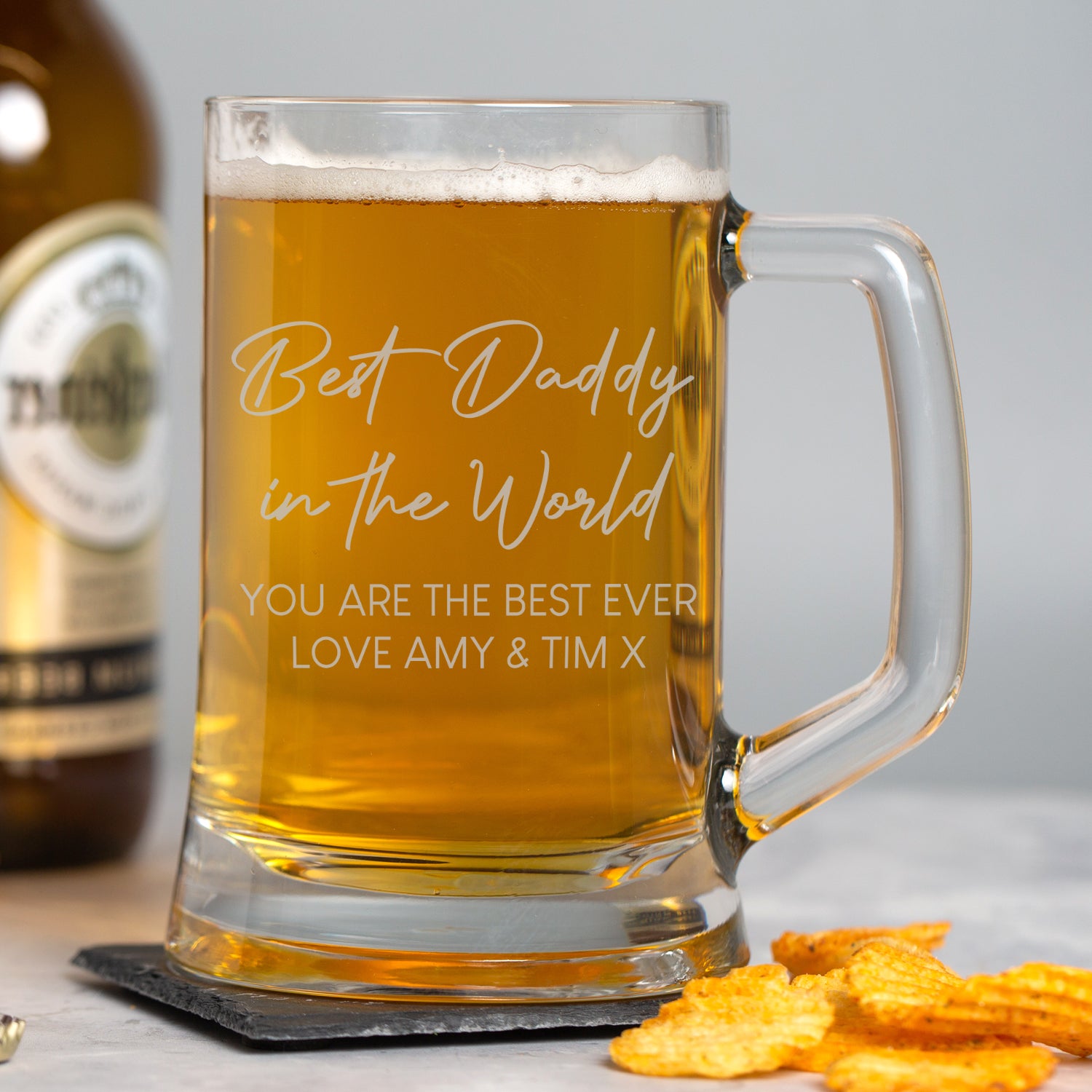 Personalised Best Daddy In The World Glass Pint Stern Tankard - Beer Glasses